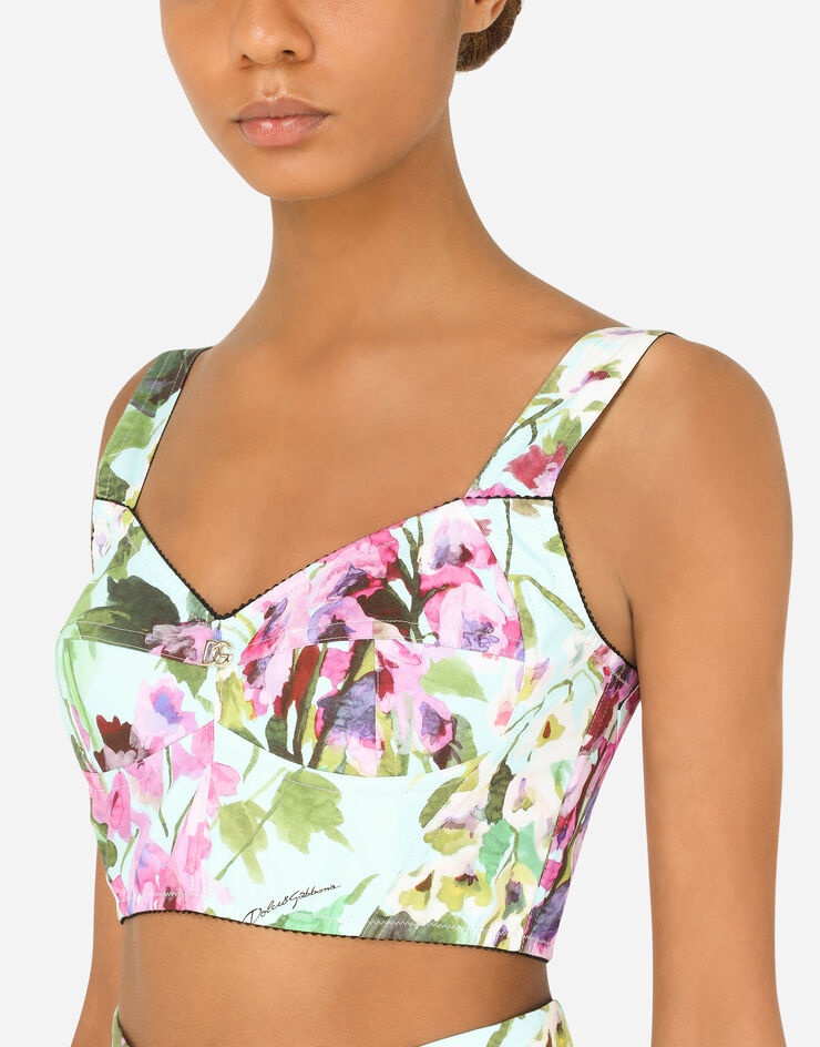 Bluebell-print poplin corset top - 4