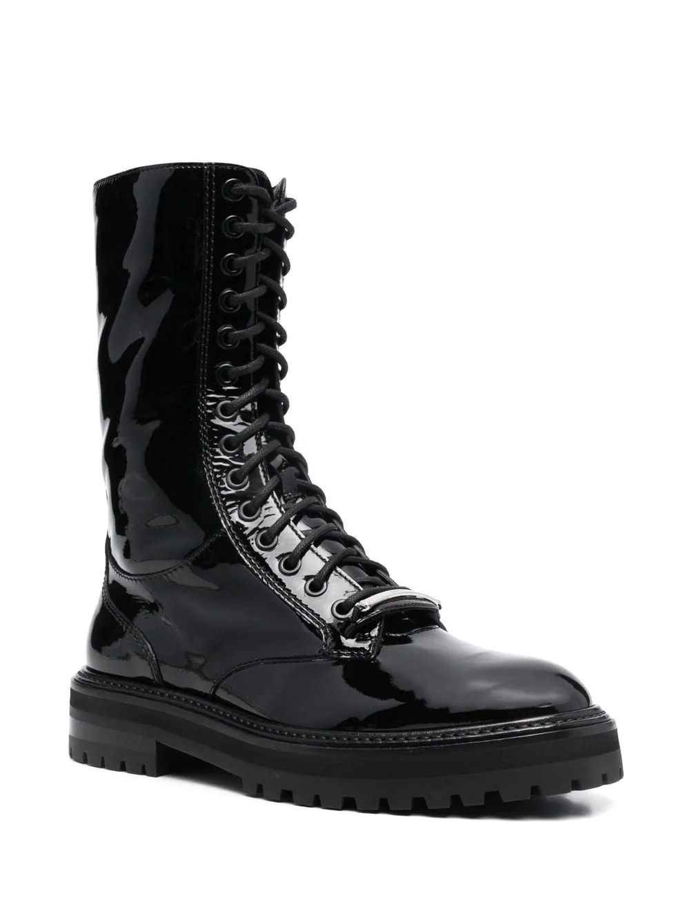 lace-up patent-leather boots - 2