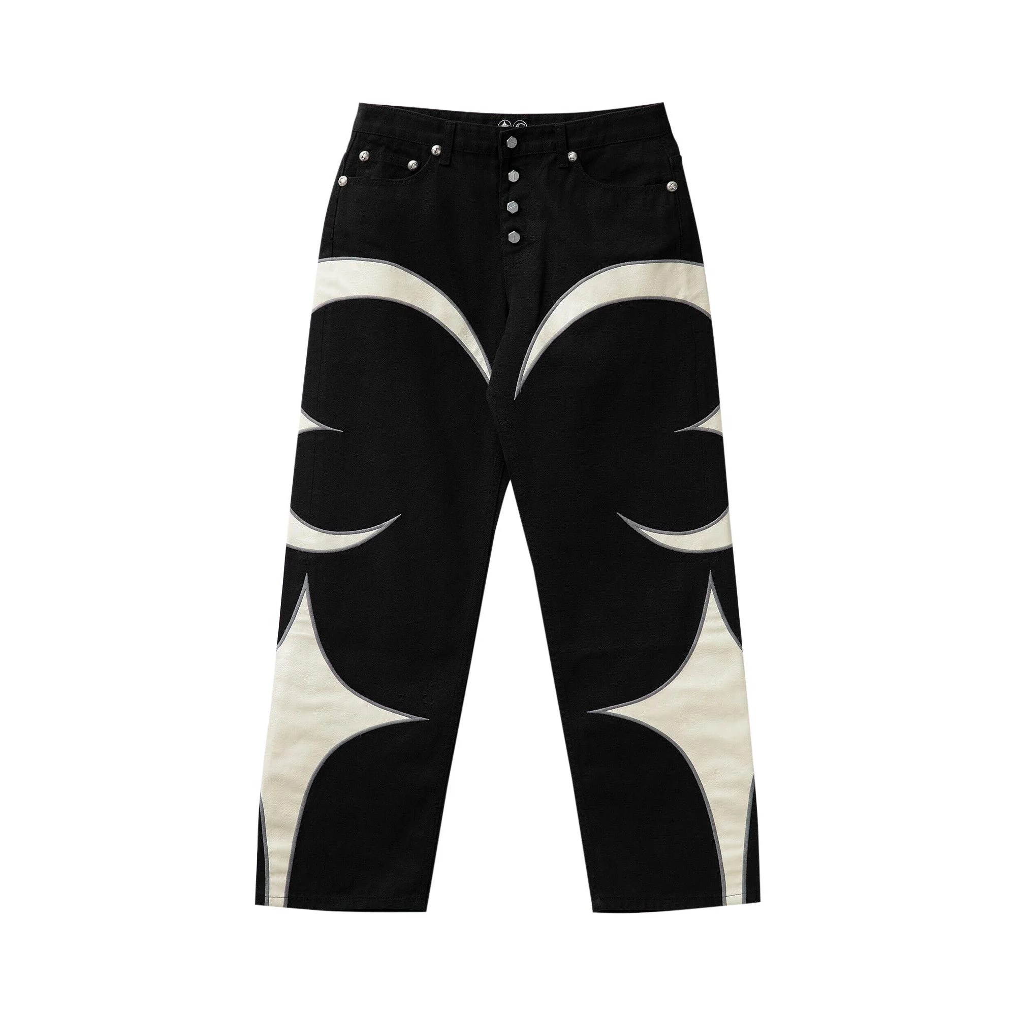 Thug Club Leather Washing Jeans 'Black/White' - 1