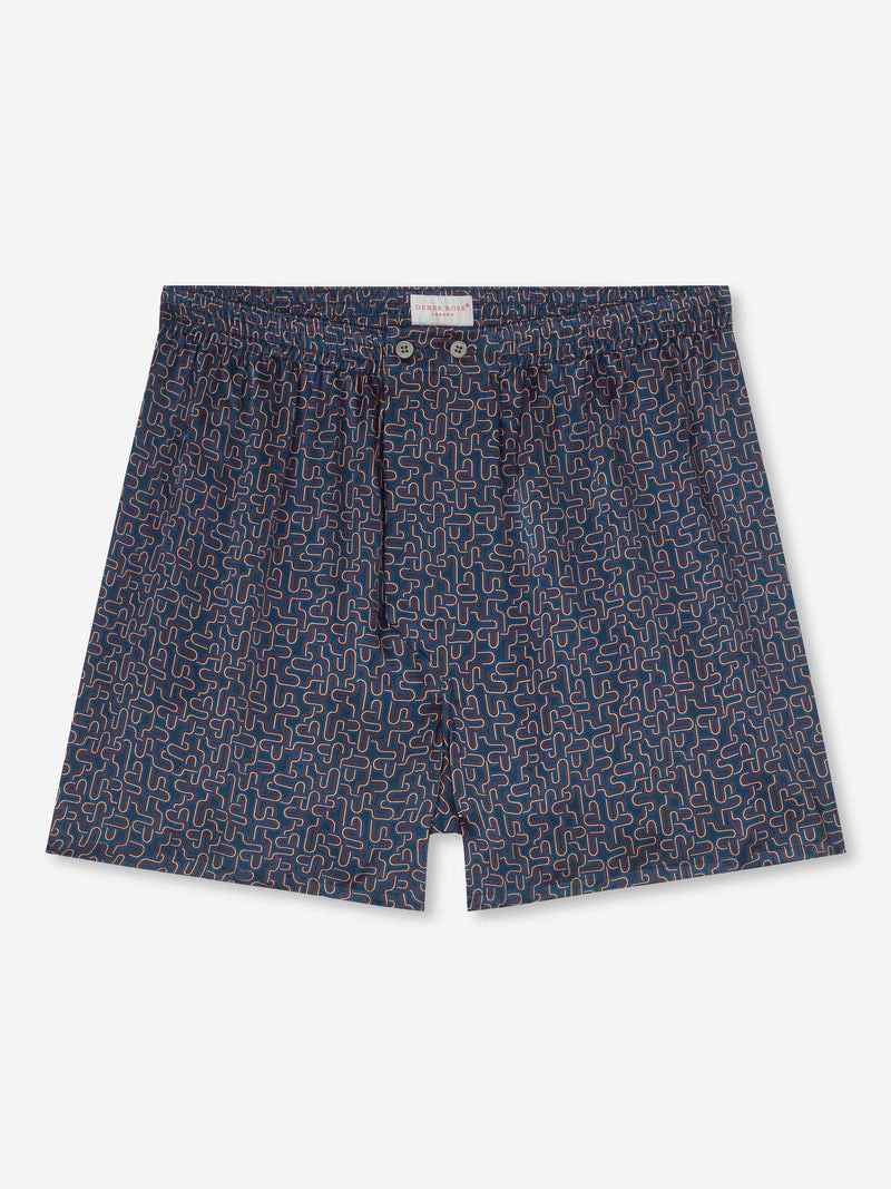 Men's Classic Fit Boxers Brindisi 80 Silk Satin Navy 1