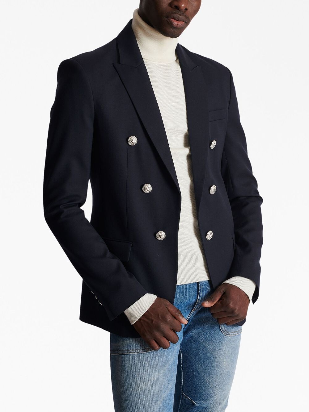 button-detailed wool blazer - 6