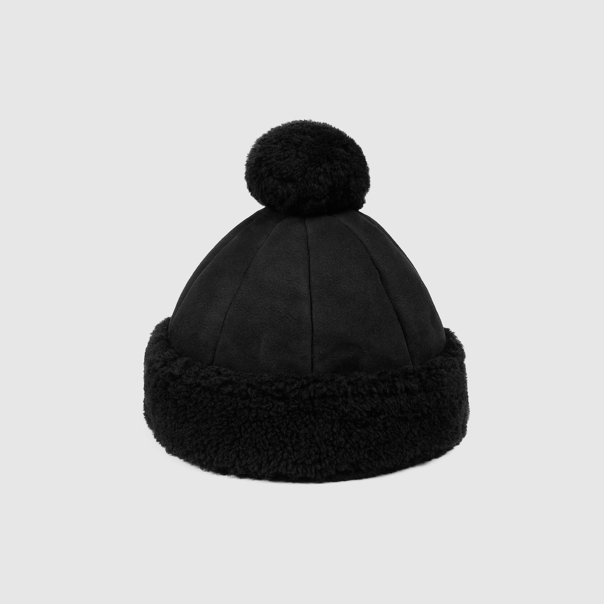 Suede hat with shearling trim - 3