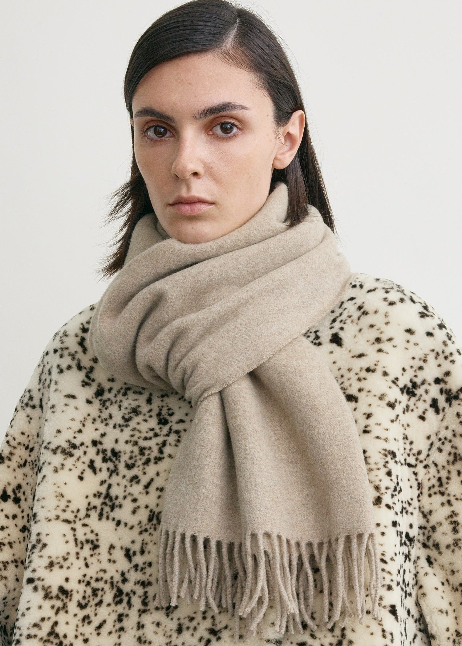 Classic wool scarf light beige mélange - 6