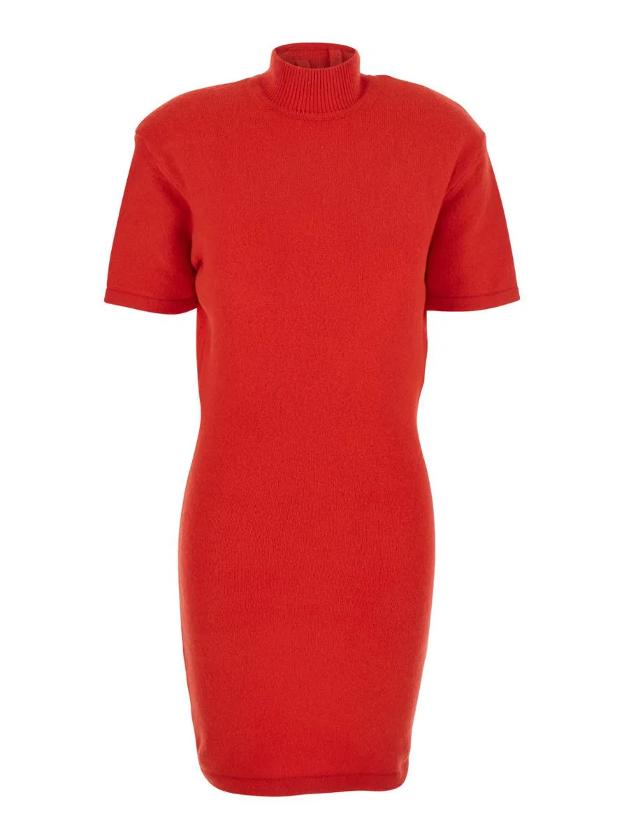 Jacquemus 'La Robe Maille Castagna' Red Dress With High Ribbed Neck In Wool Woman - 1