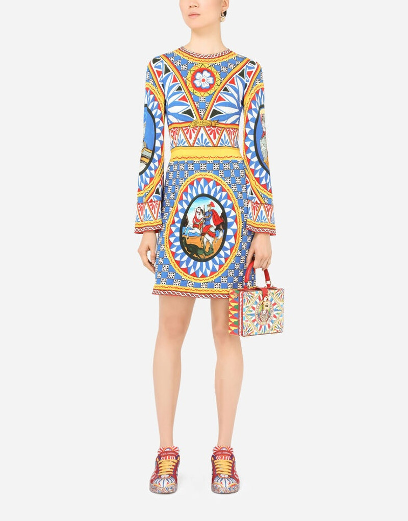 Short Carretto-print organzine dress 6