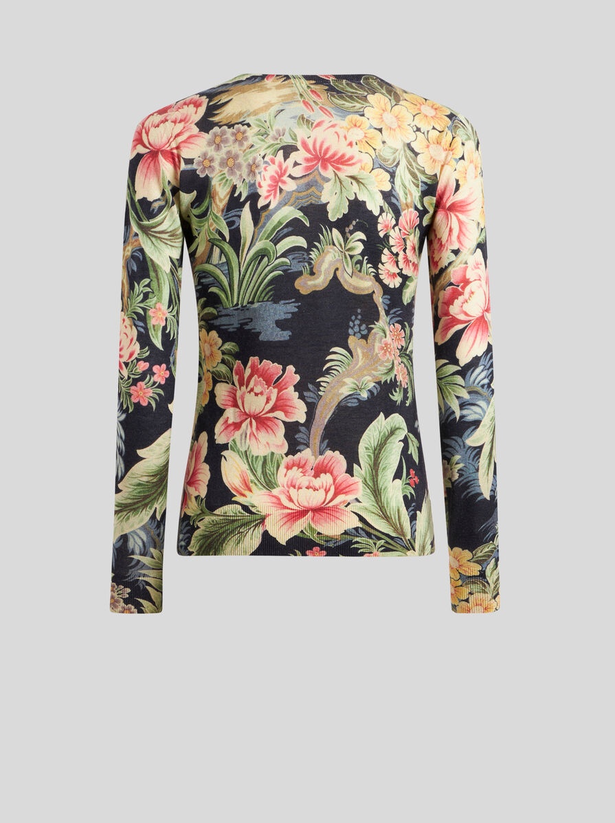 PRINTED CASHMERE AND SILK SWEATER - 5