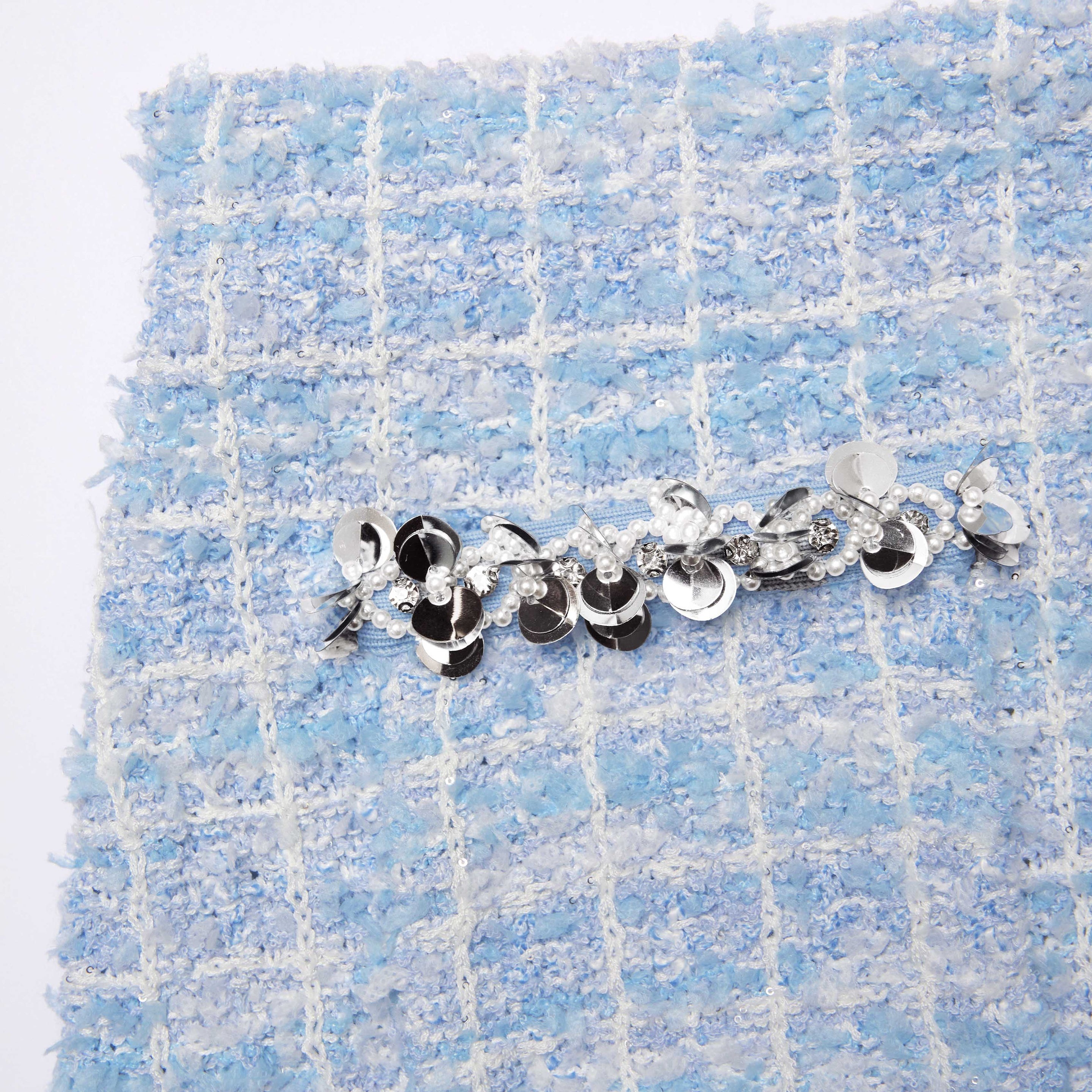 Blue Check Knit Mini Skirt - 6