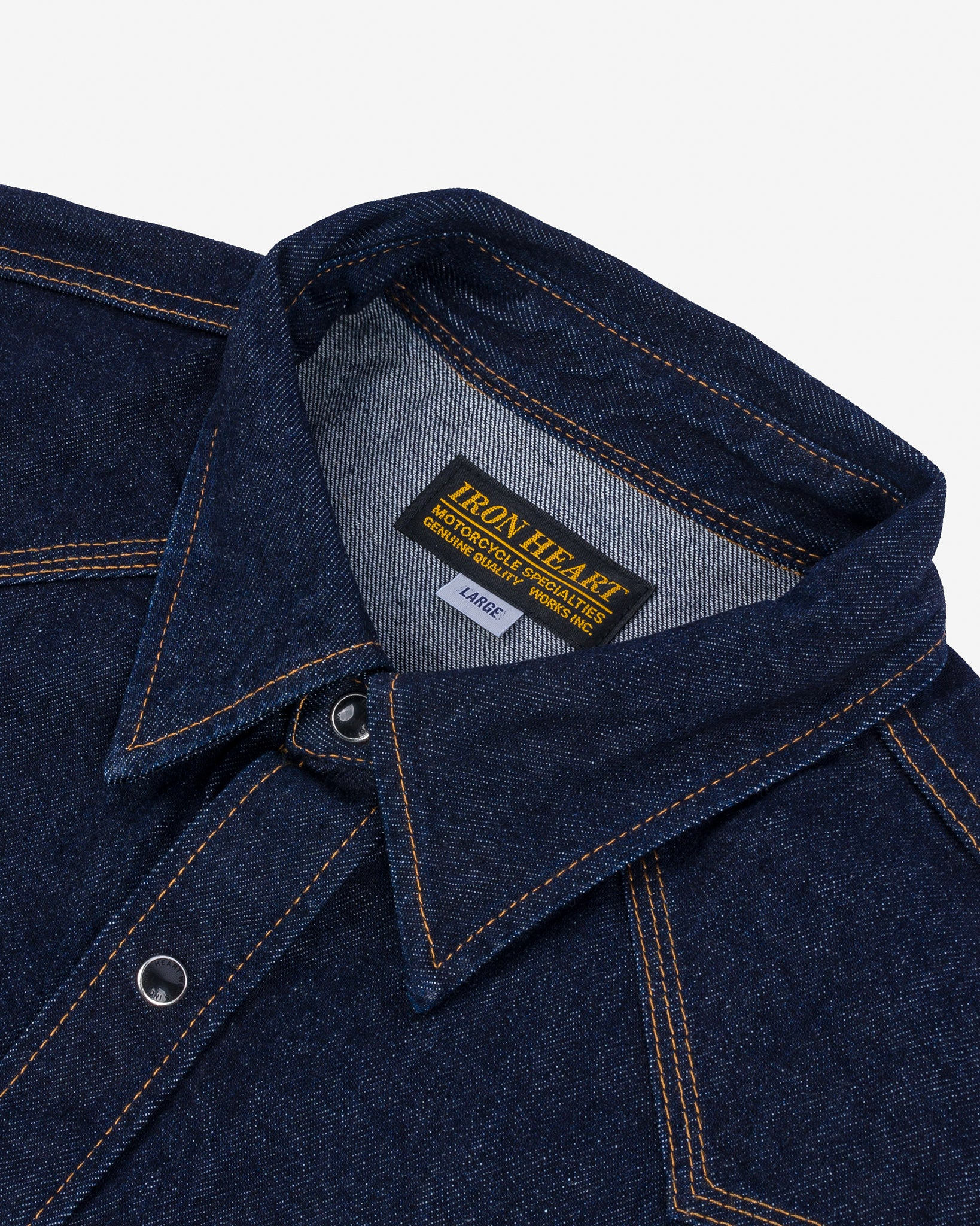 IHSH-33-IND 12oz Selvedge Denim Western Shirt - Indigo - 13