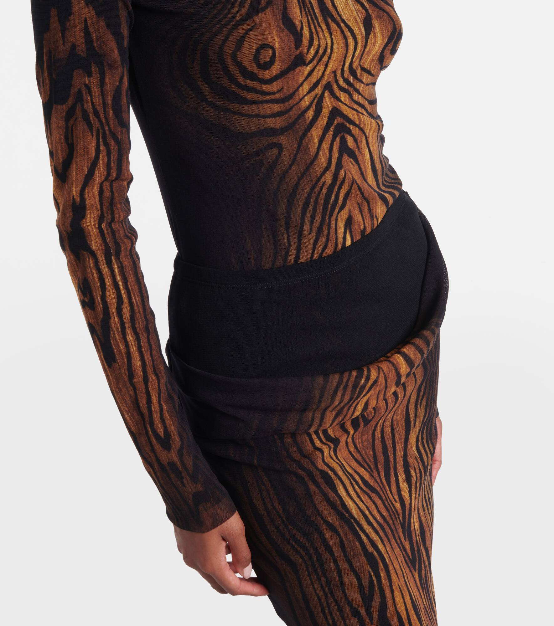 Wood trompe l'œil tulle midi skirt - 4