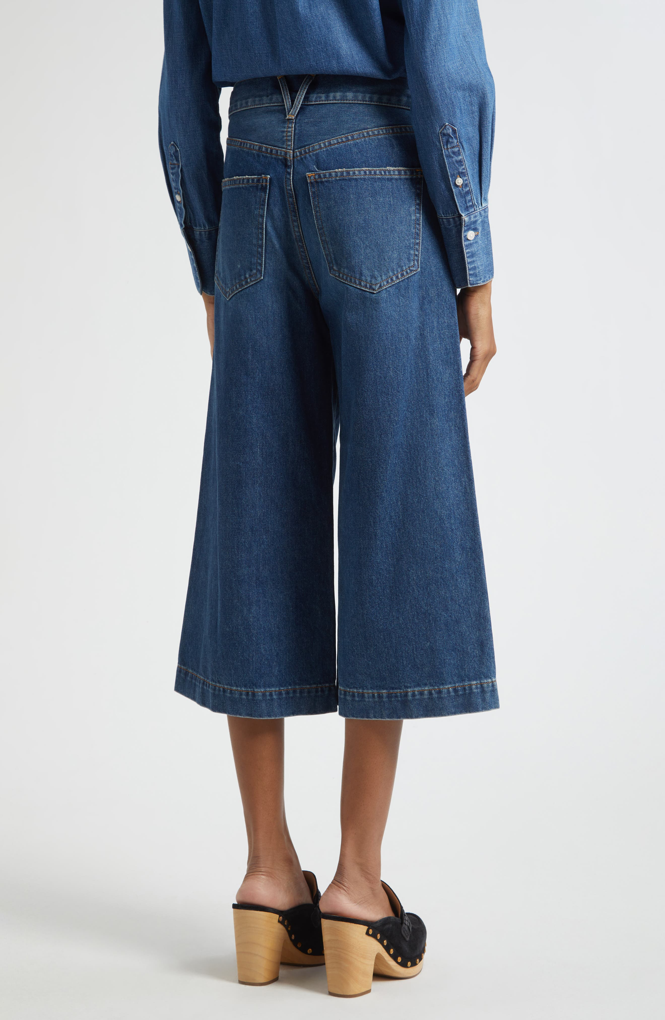 Veronica Beard Marlow High Waist Culotte Jeans in Bandit at Nordstrom - 3