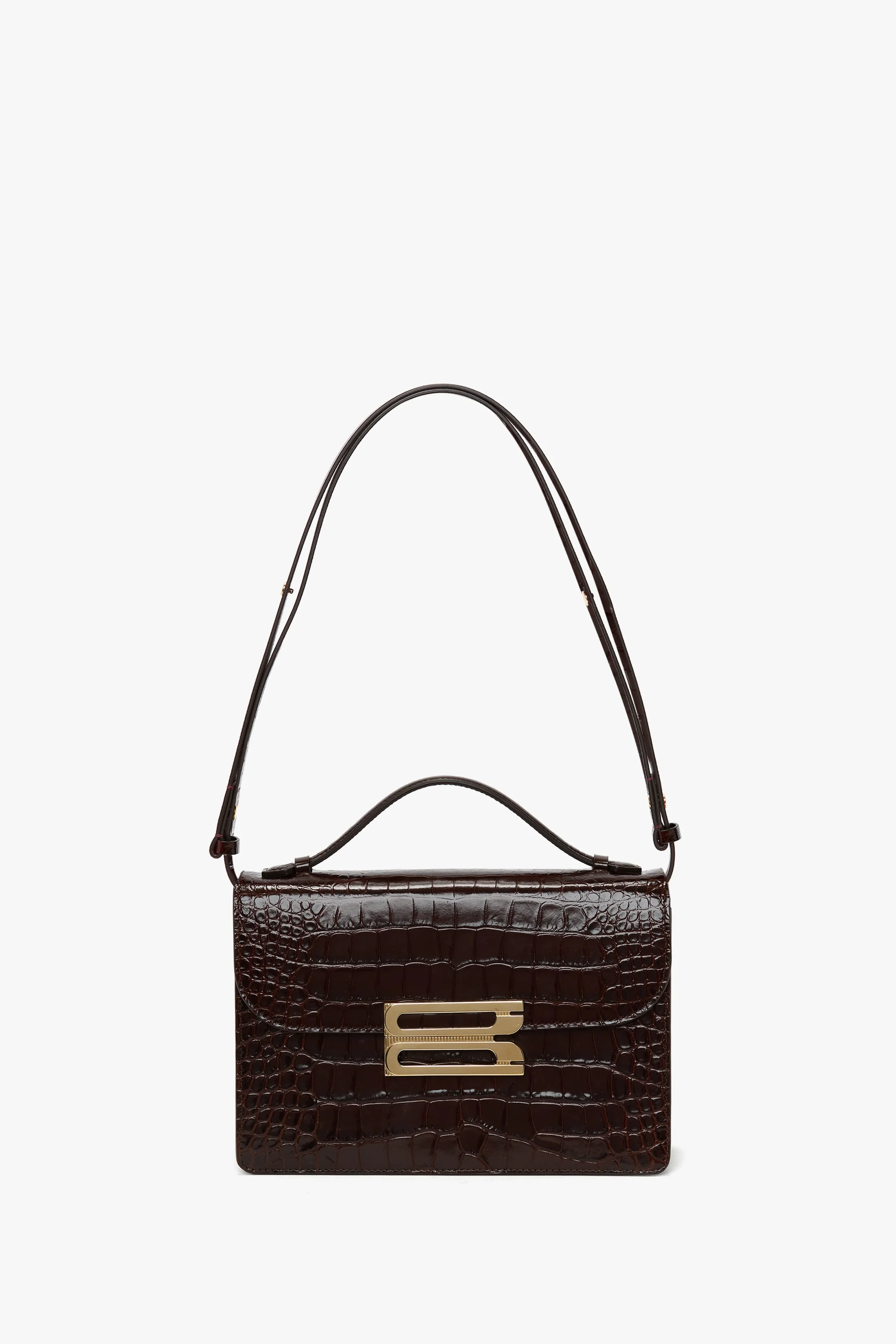 Dorian Bag In Dark Brown Croc Embossed Leather - 1