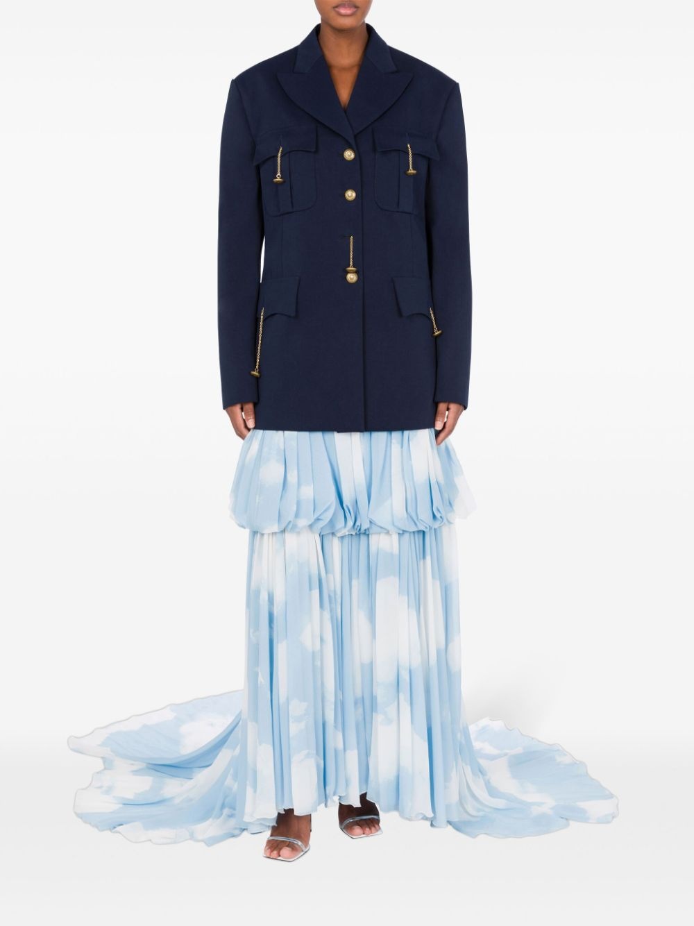 peak-lapel cotton-blend coat - 2