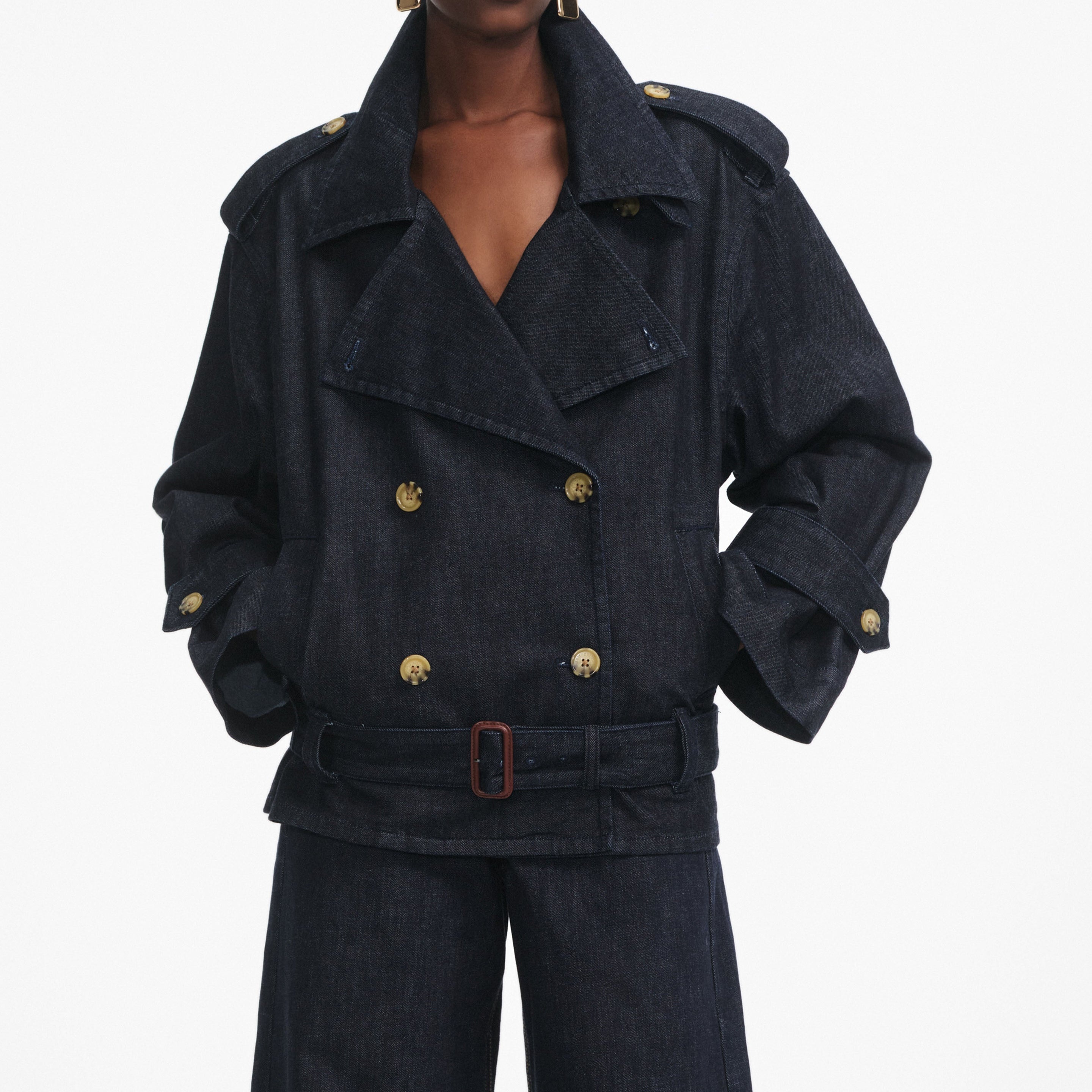 Denim Trench Jacket - 4