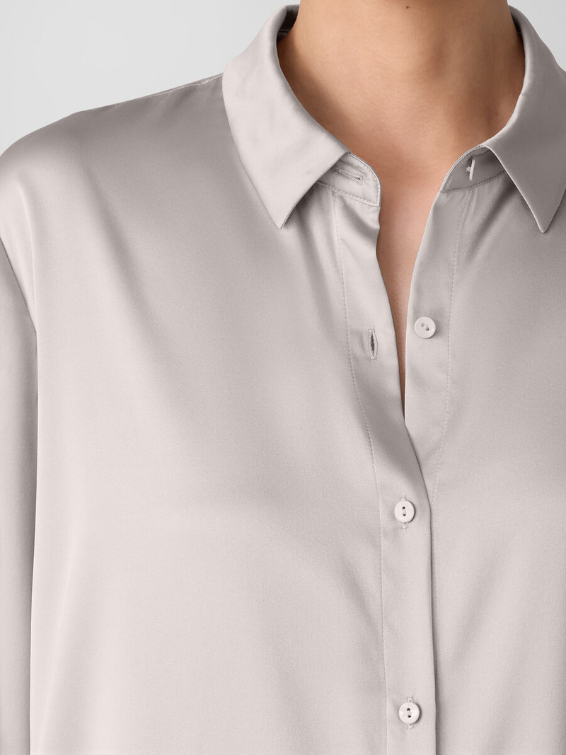 Stretch Silk Charmeuse Classic Collar Shirt 5