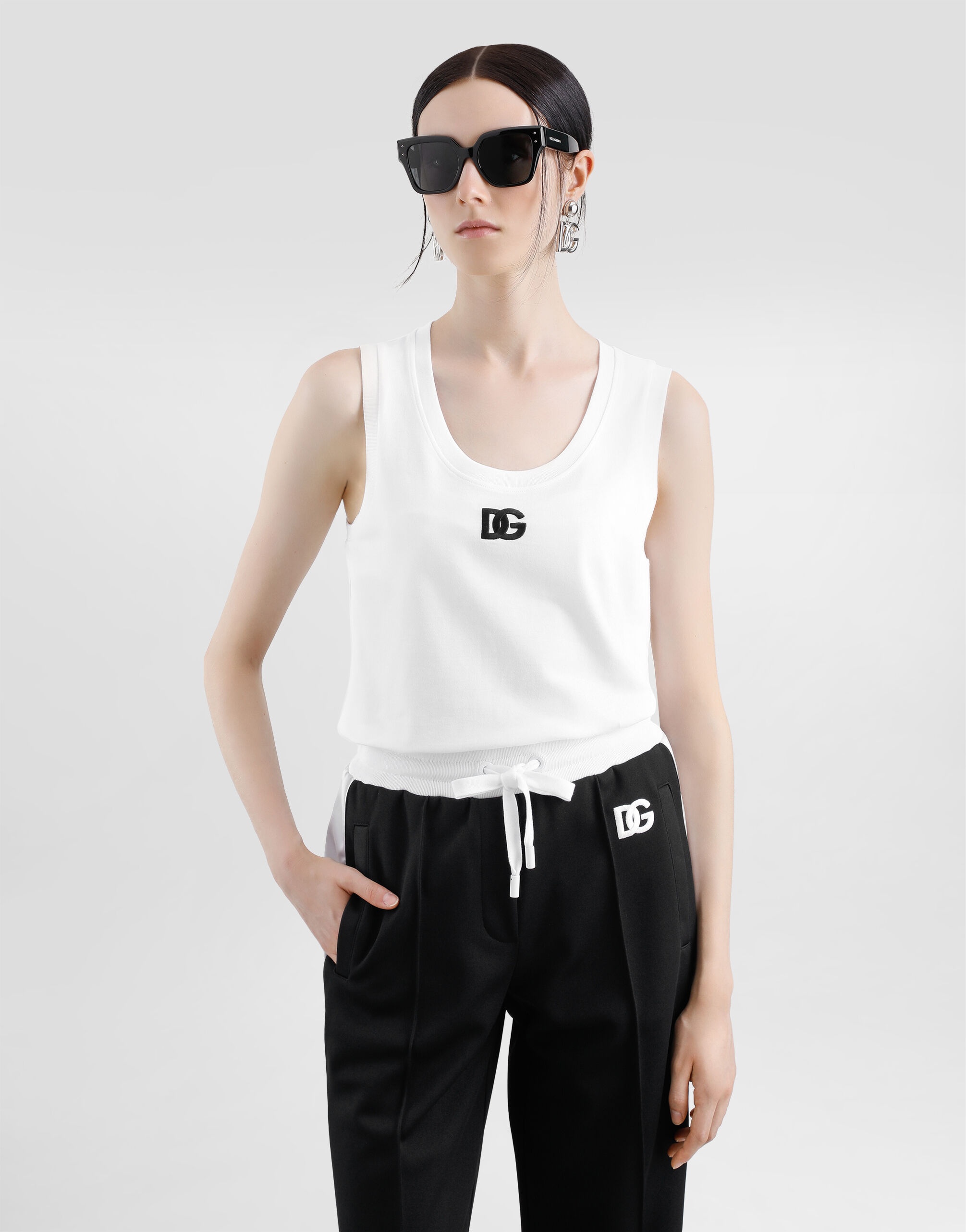 Oversize jersey tank top with DG logo embroidery - 4