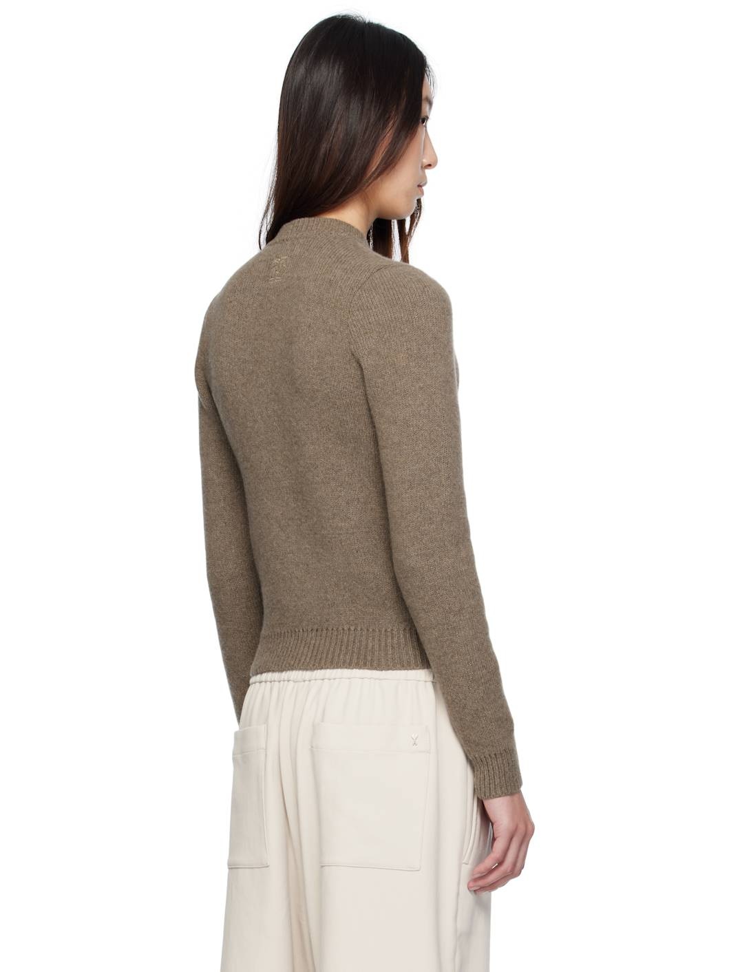 Beige Classic Round-Neck Cardigan - 3