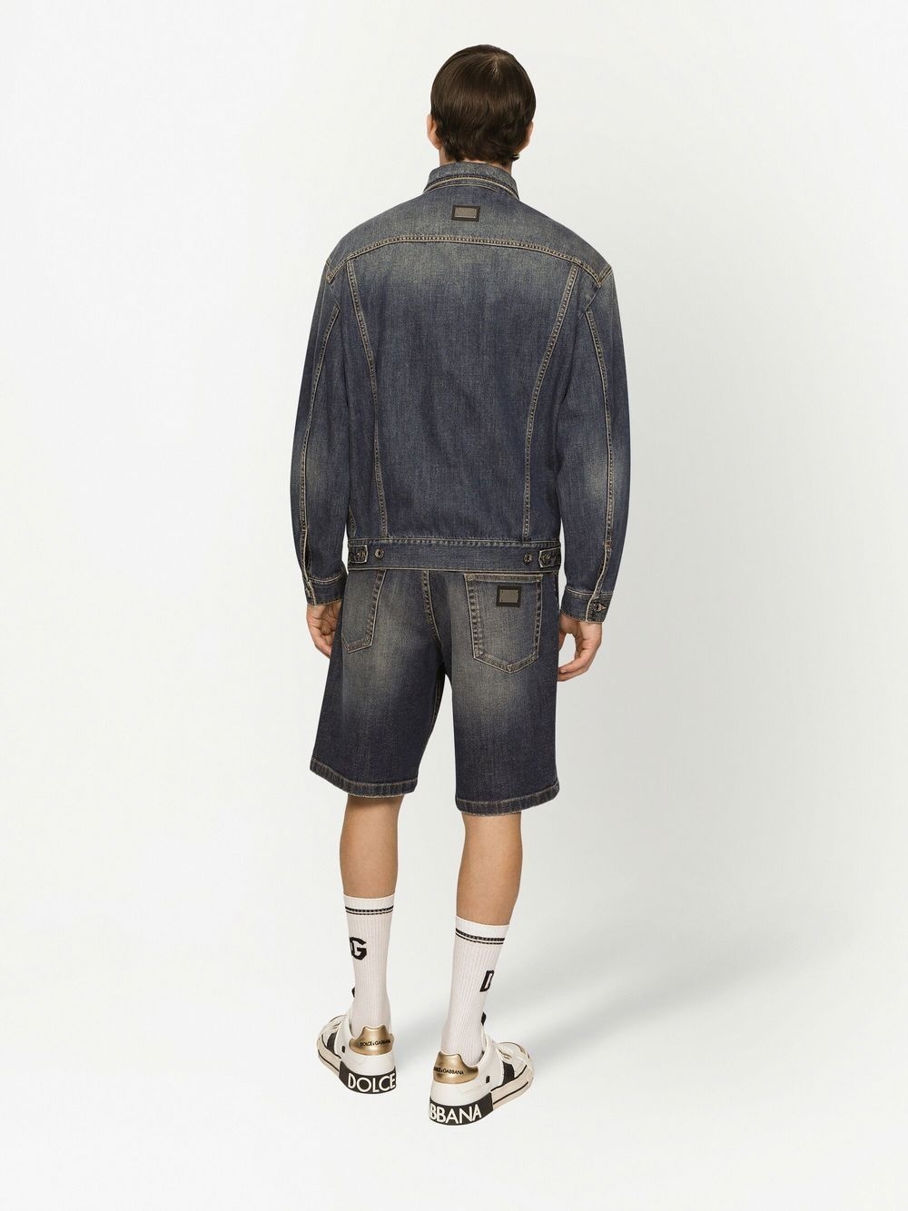 knee-length denim shorts - 4