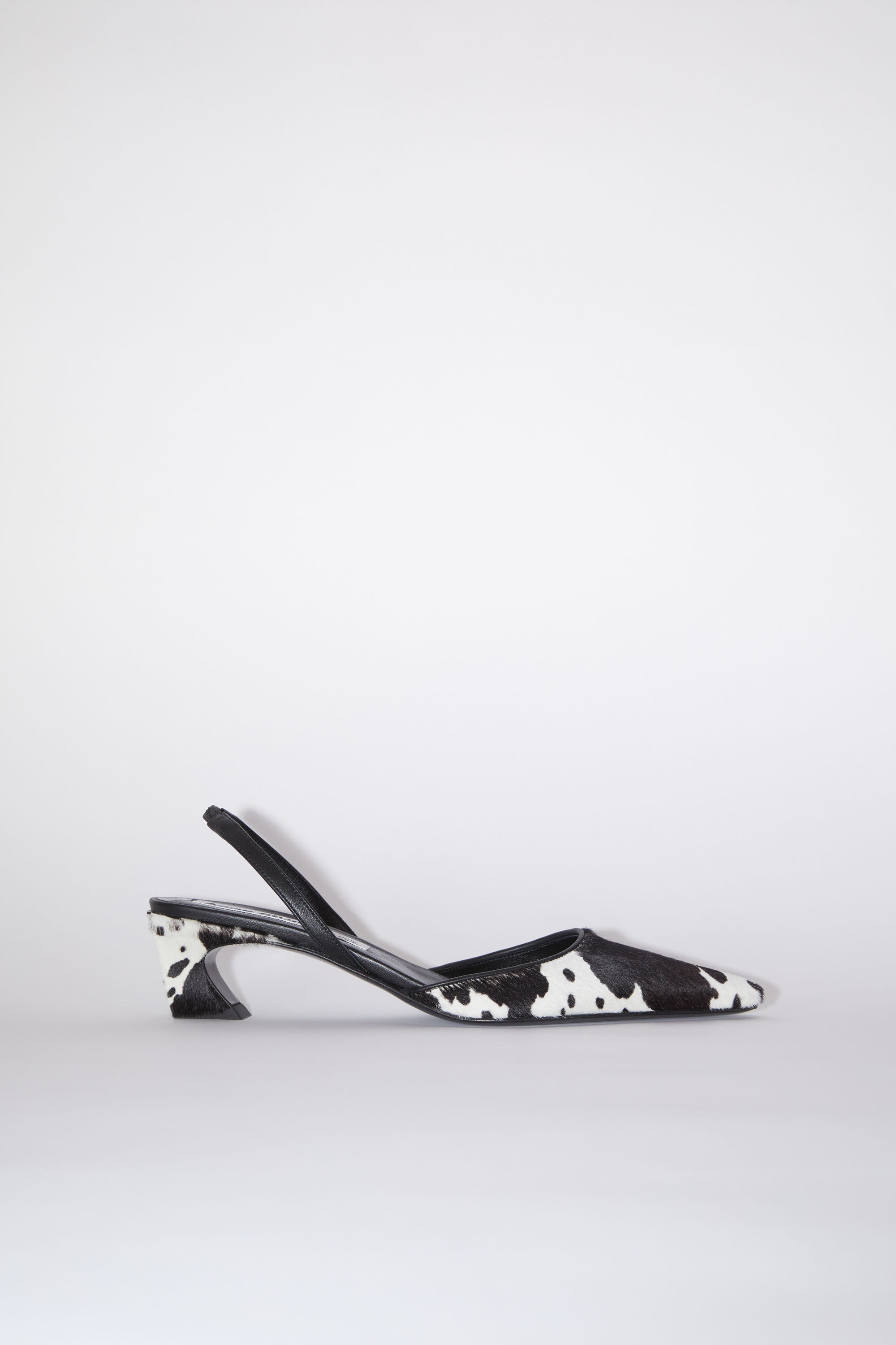 Printed leather pony heeled mules - White/black - 1