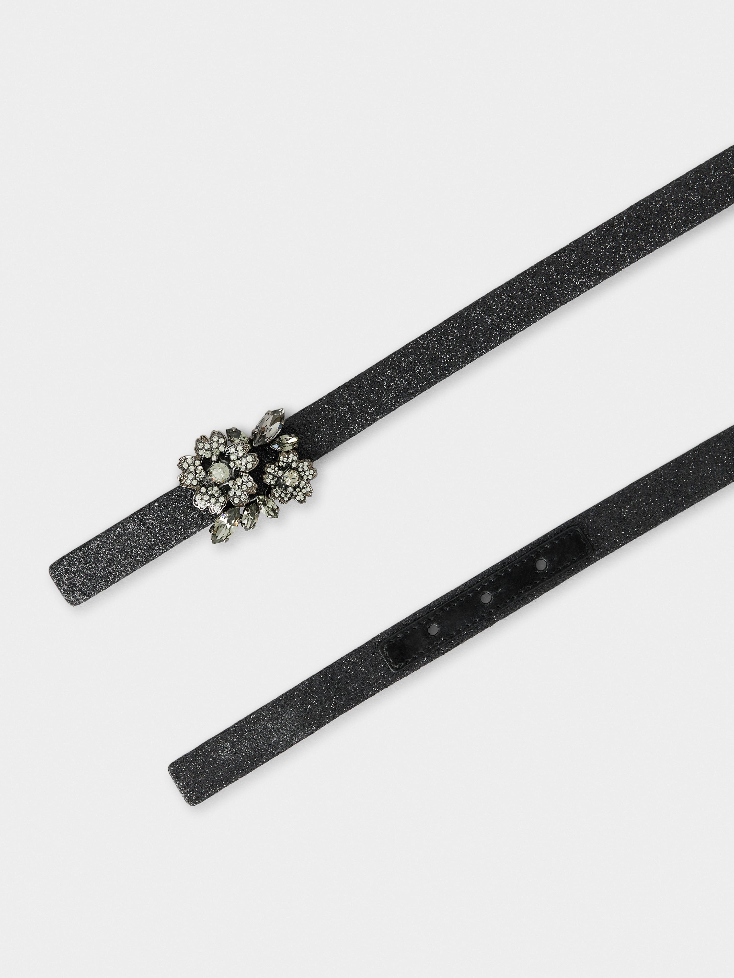 Bouquet Strass Dark Buckle Belt in Glitter Fabric - 2