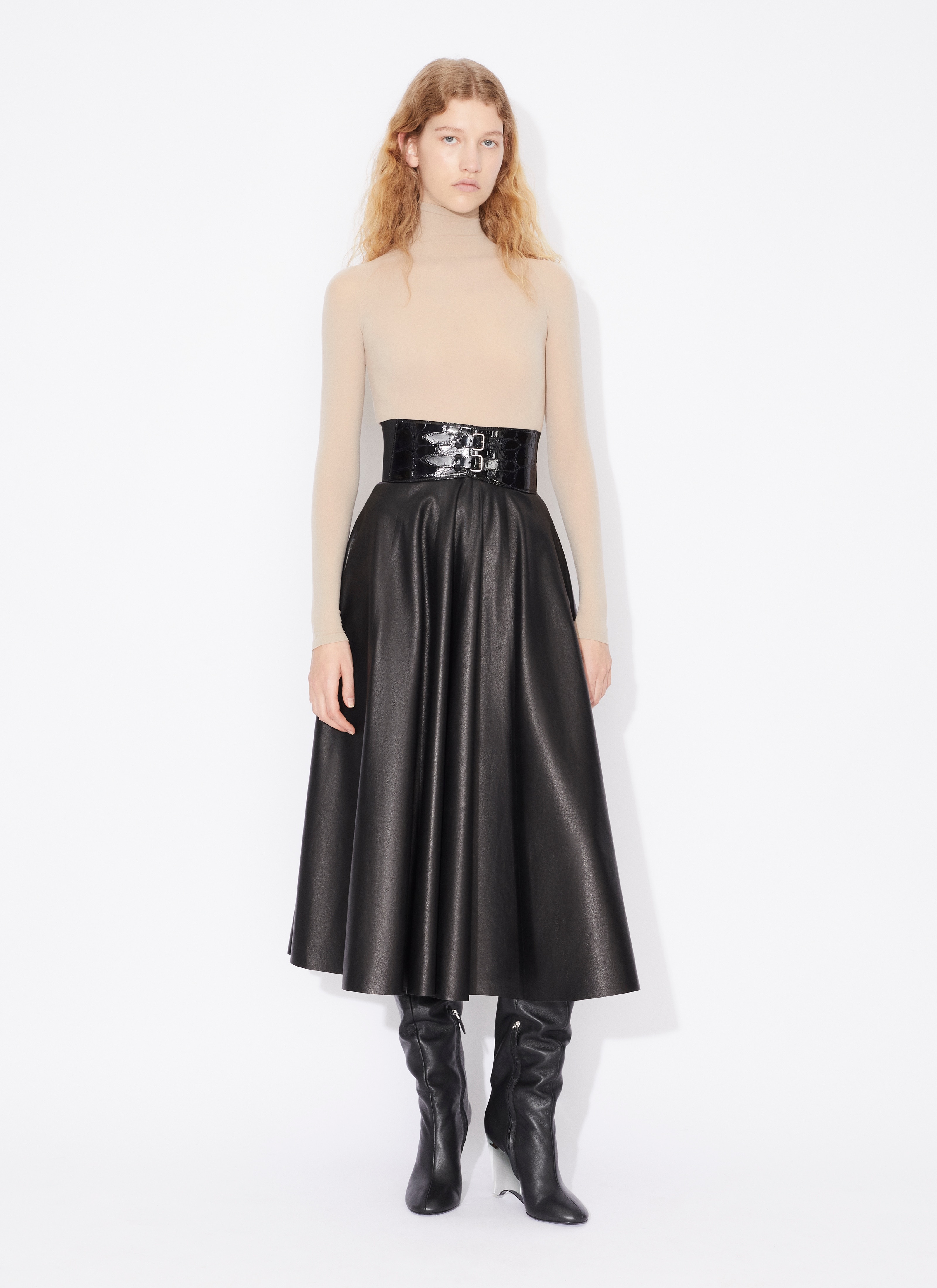 BELTED LAMBSKIN SKIRT - 2