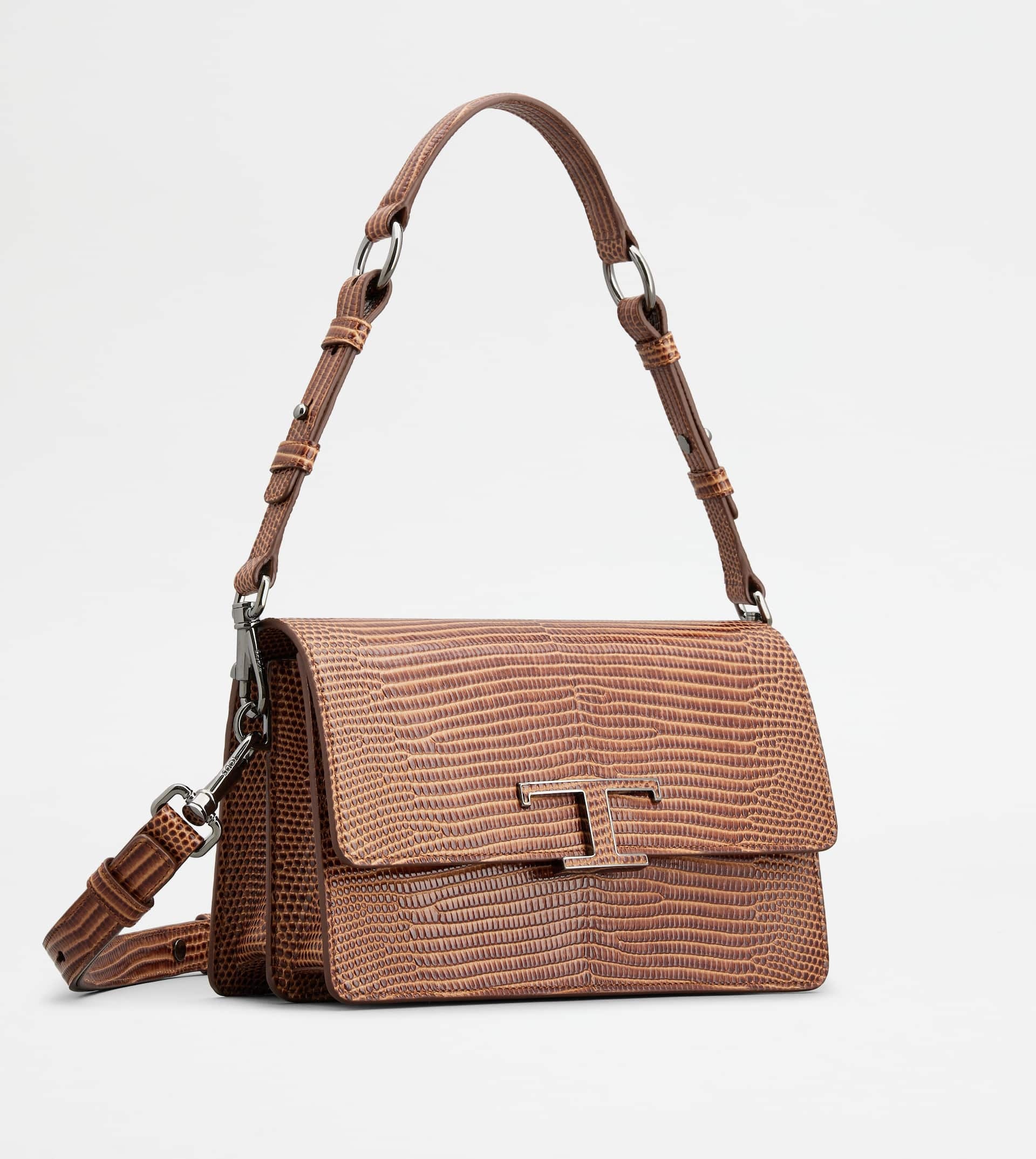 T TIMELESS SHOULDER BAG IN LEATHER MINI - BROWN - 3