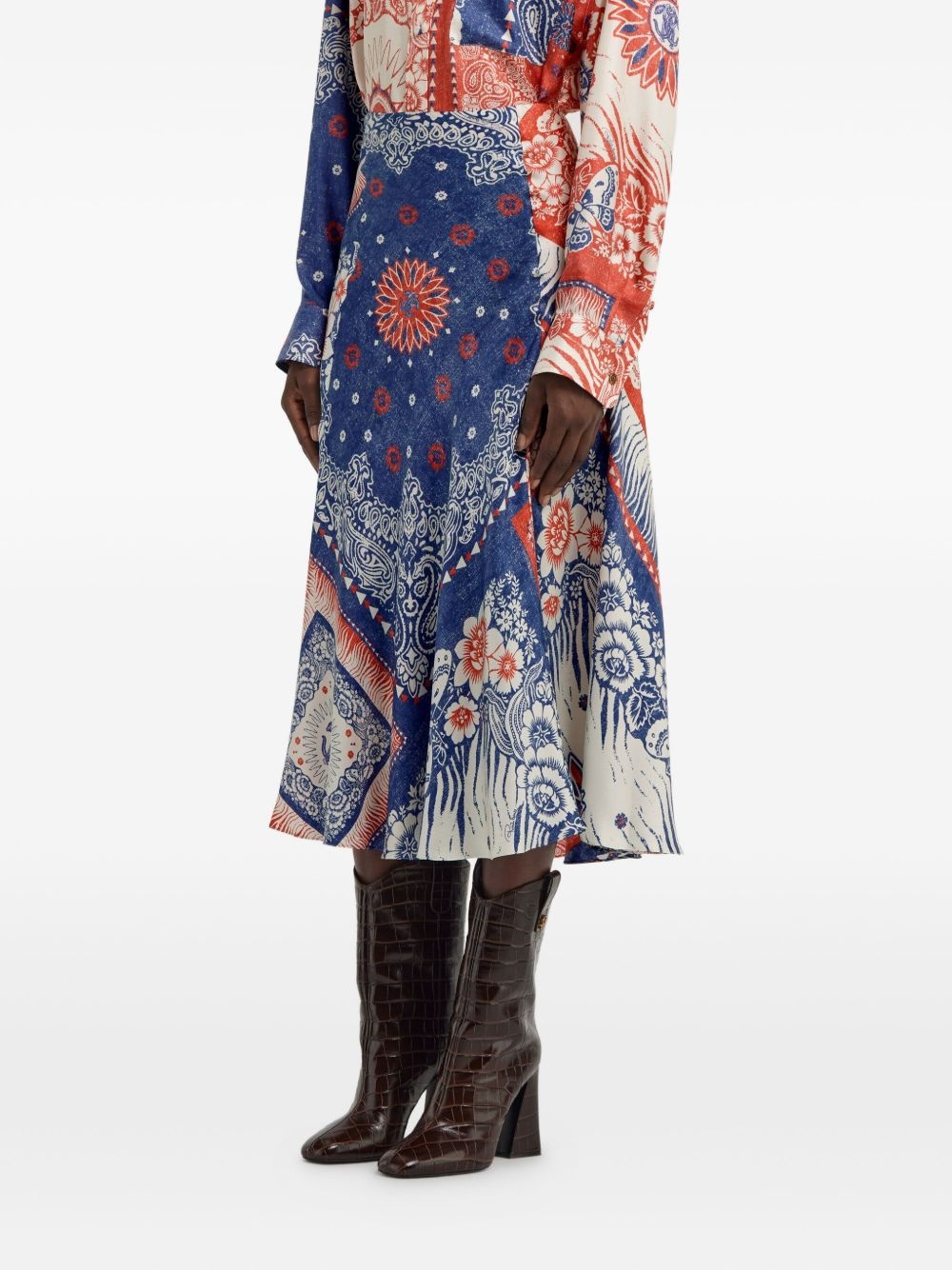bandana-print midi skirt - 4