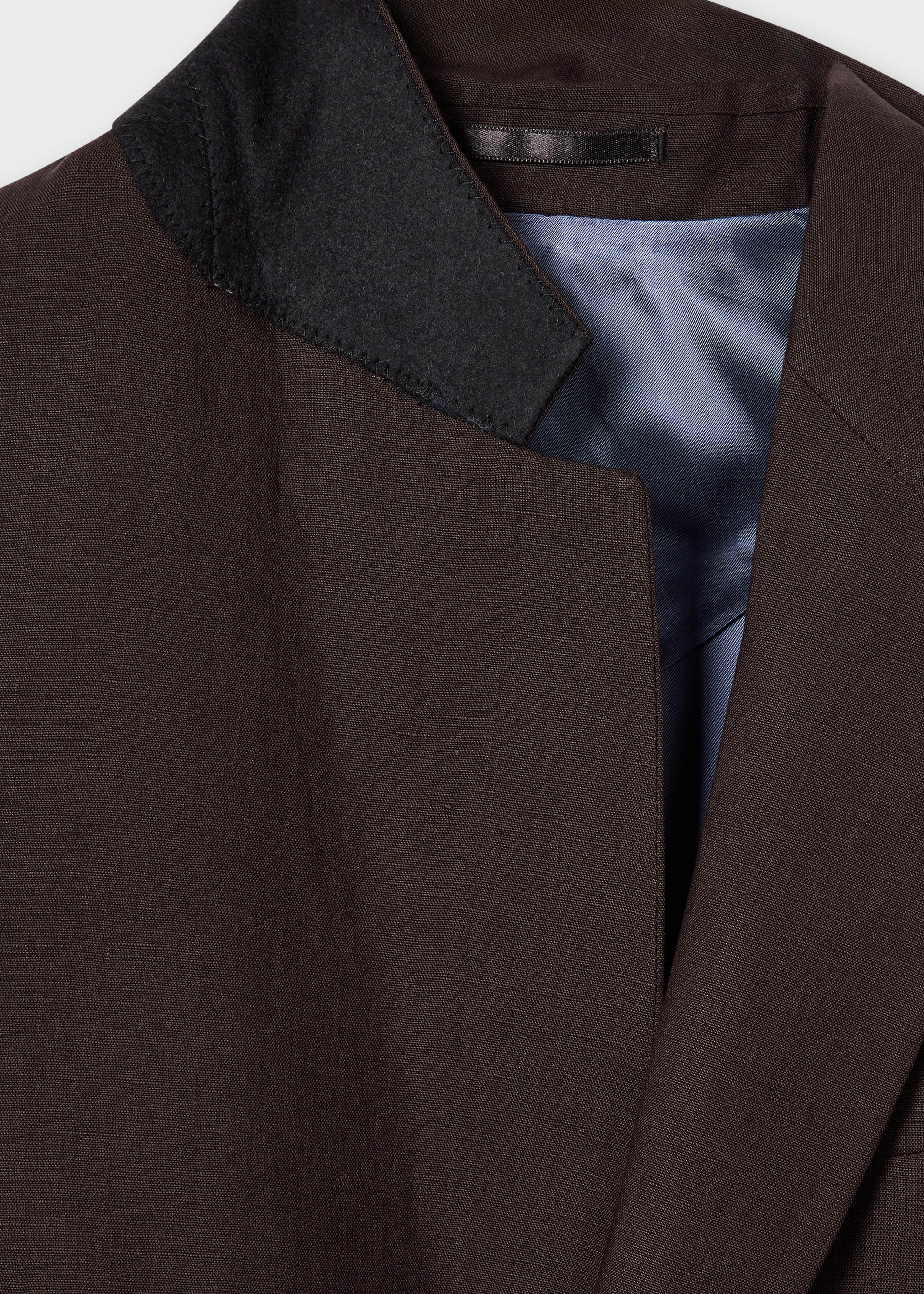 Dark Brown Linen Buggy-Lined Blazer - 2