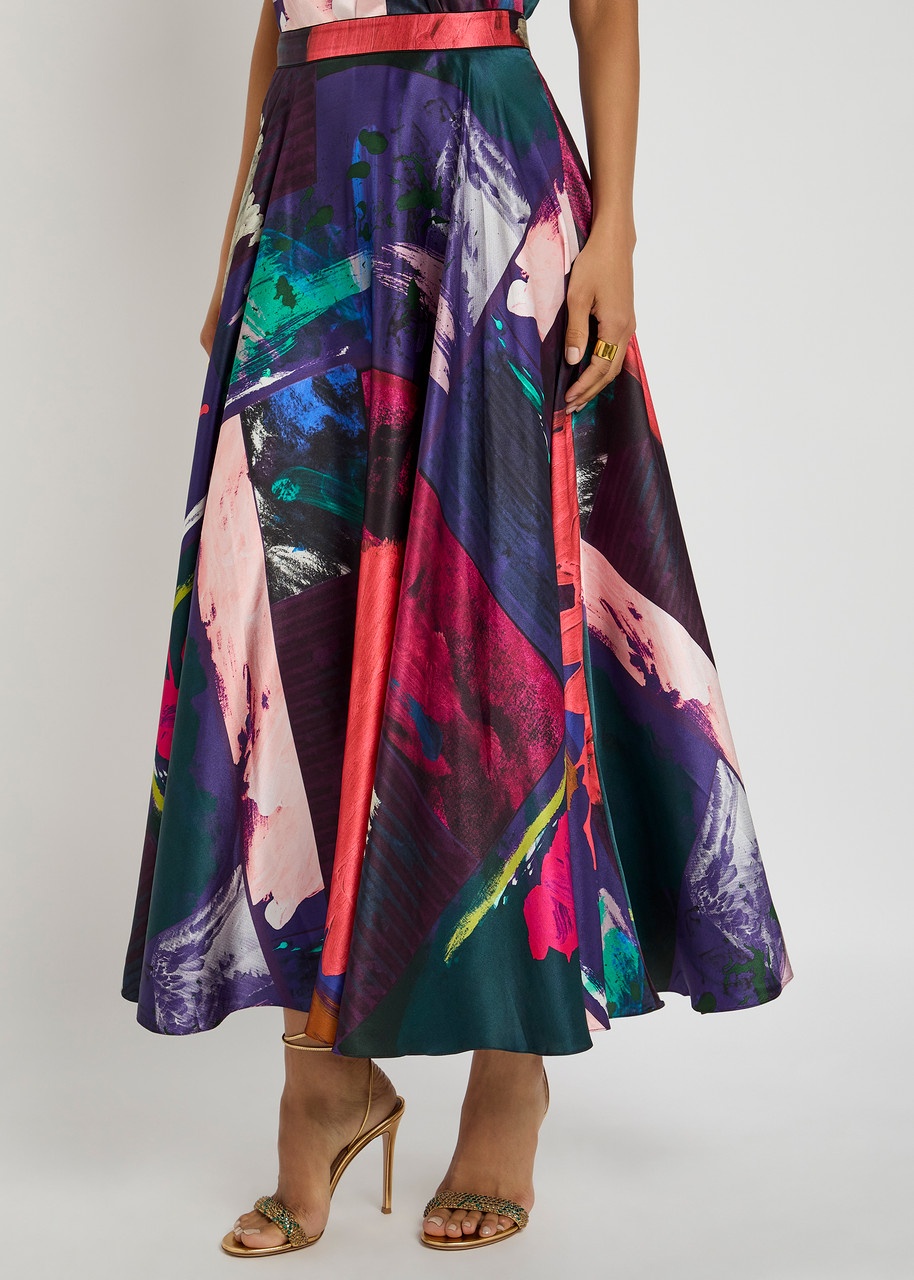 Roksanda Ameera Printed Silk-satin Midi Skirt - 2