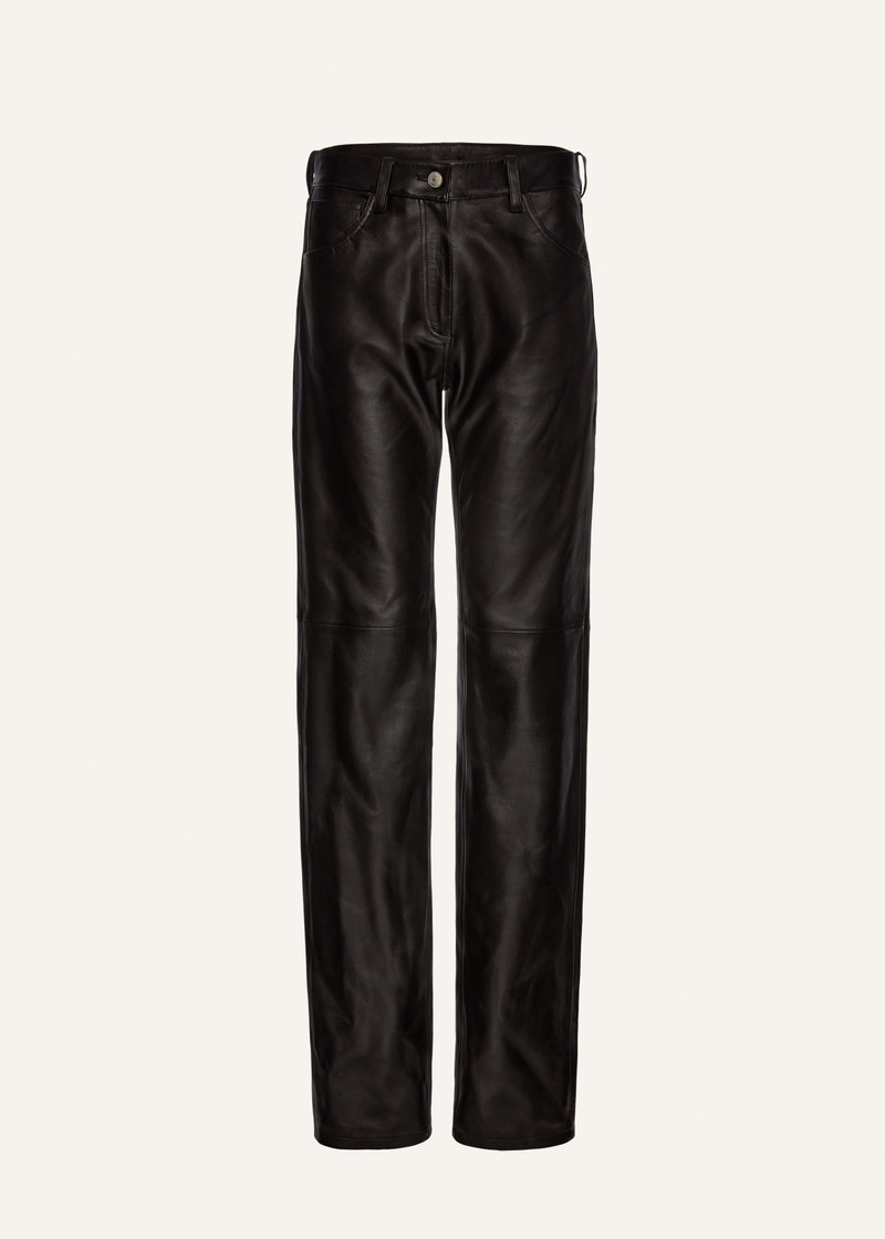 Straight-leg leather pants in black 1