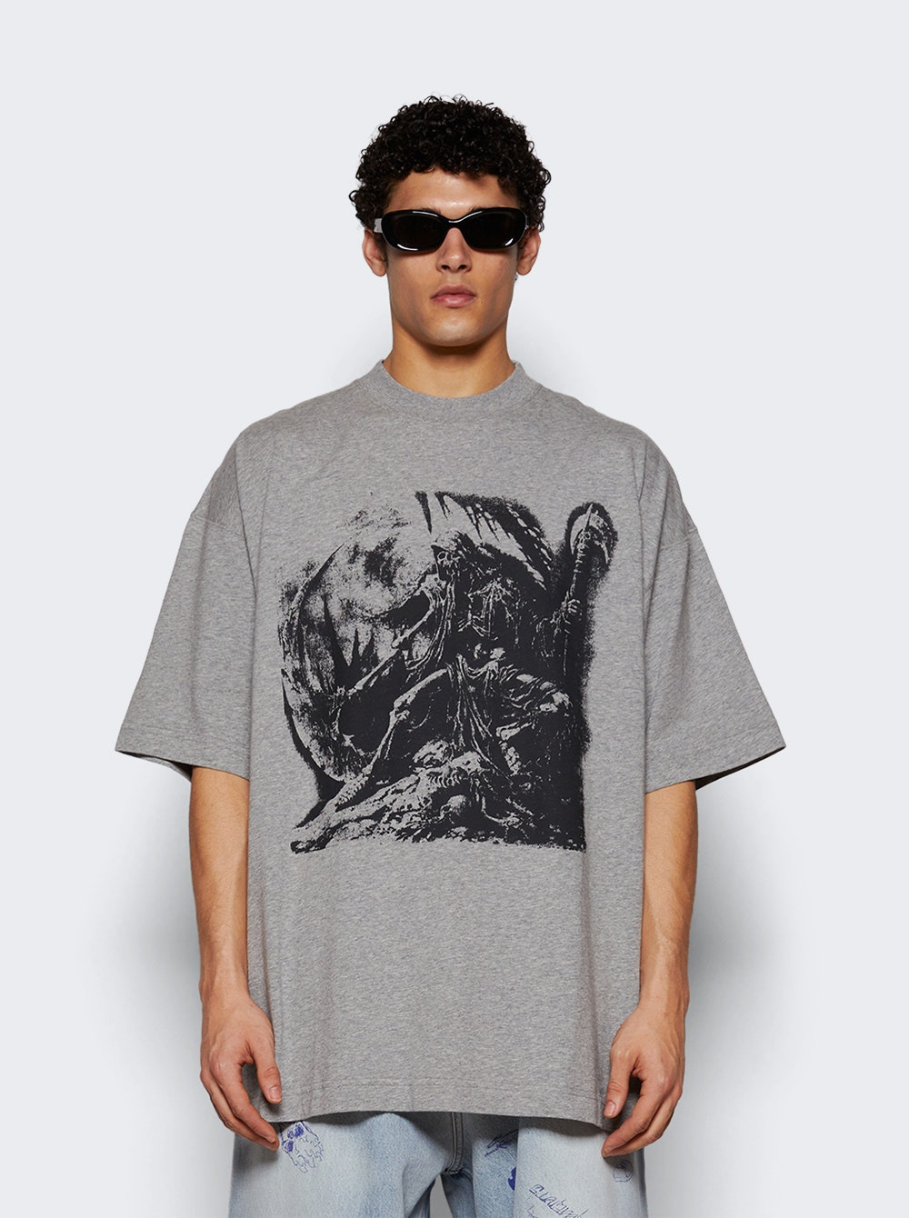 Goth Oversized Tee Grey Melange - 3