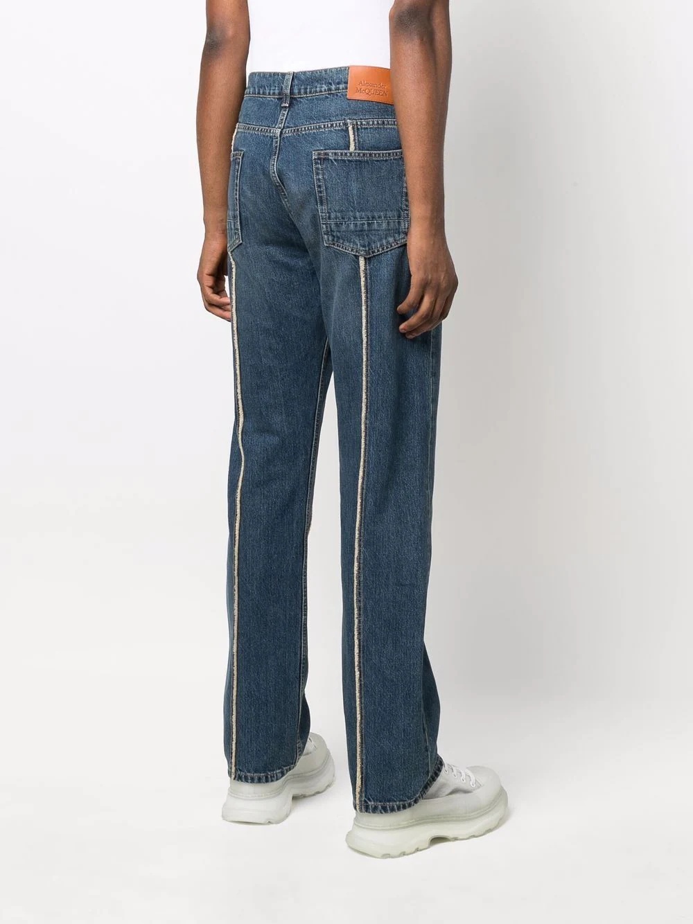 contrast piping straight-leg jeans - 4