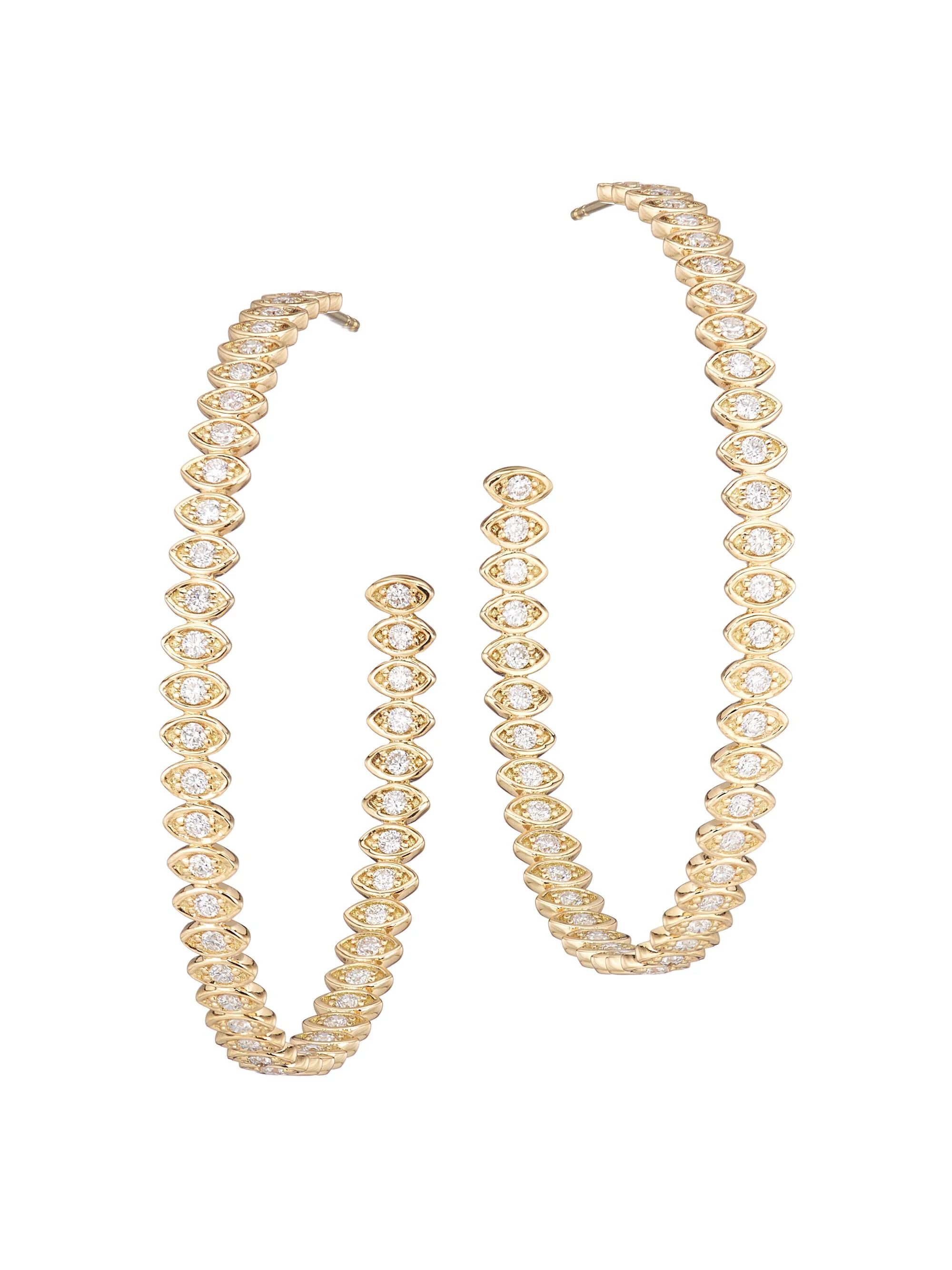 Women's 18K Yellow Gold & Diamond Evil Eye Hoop Earrings - Gold - 1