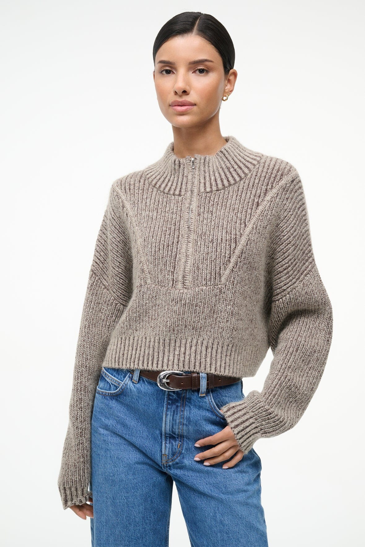 STAUD CROPPED HAMPTON SWEATER BISQUE - 5