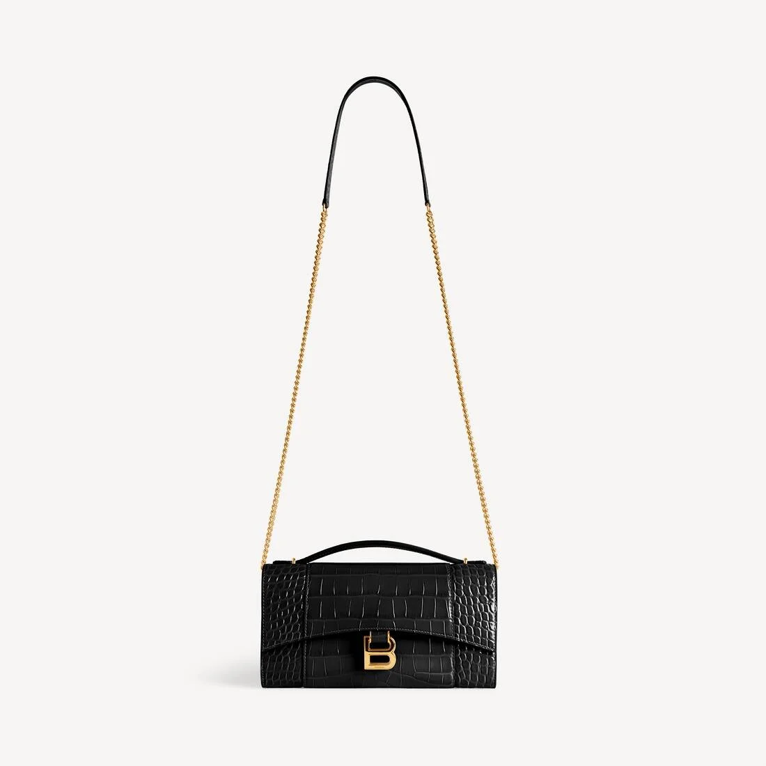 Women's Hourglass Pochette With Chain in Black - 1
