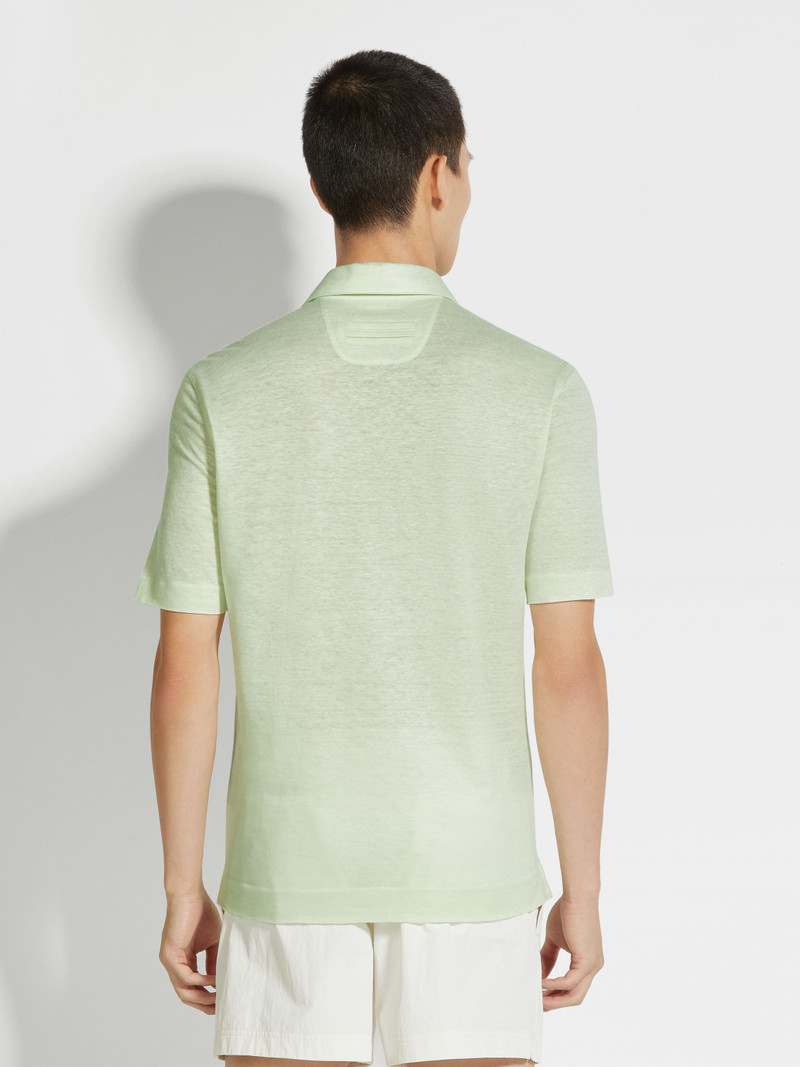 LIGHT AQUA GREEN LINEN POLO SHIRT 5