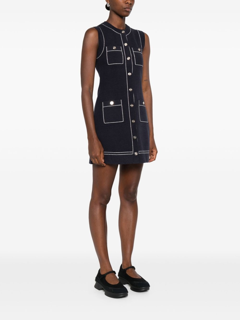 contrast-stitch mini dress - 3