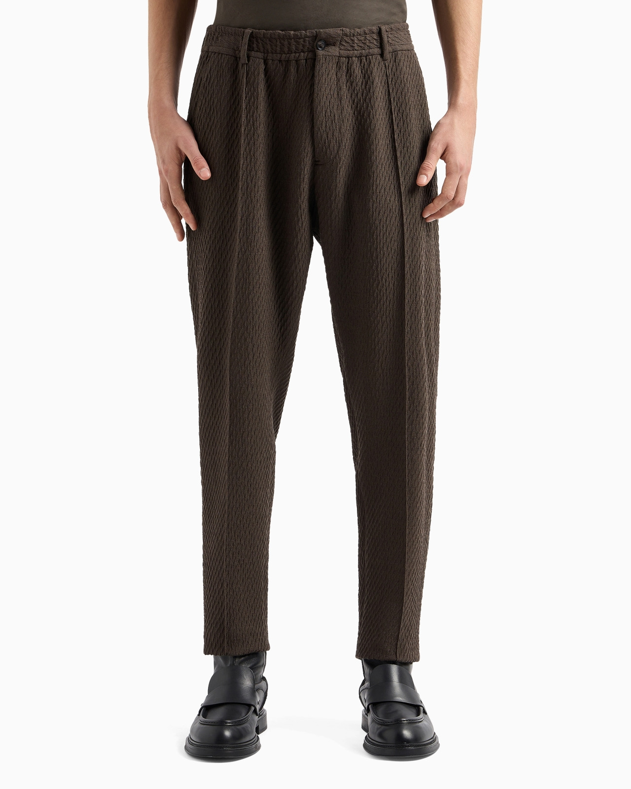 Chinos in 3D-effect virgin-wool stretch-jersey knit with ribs - 2