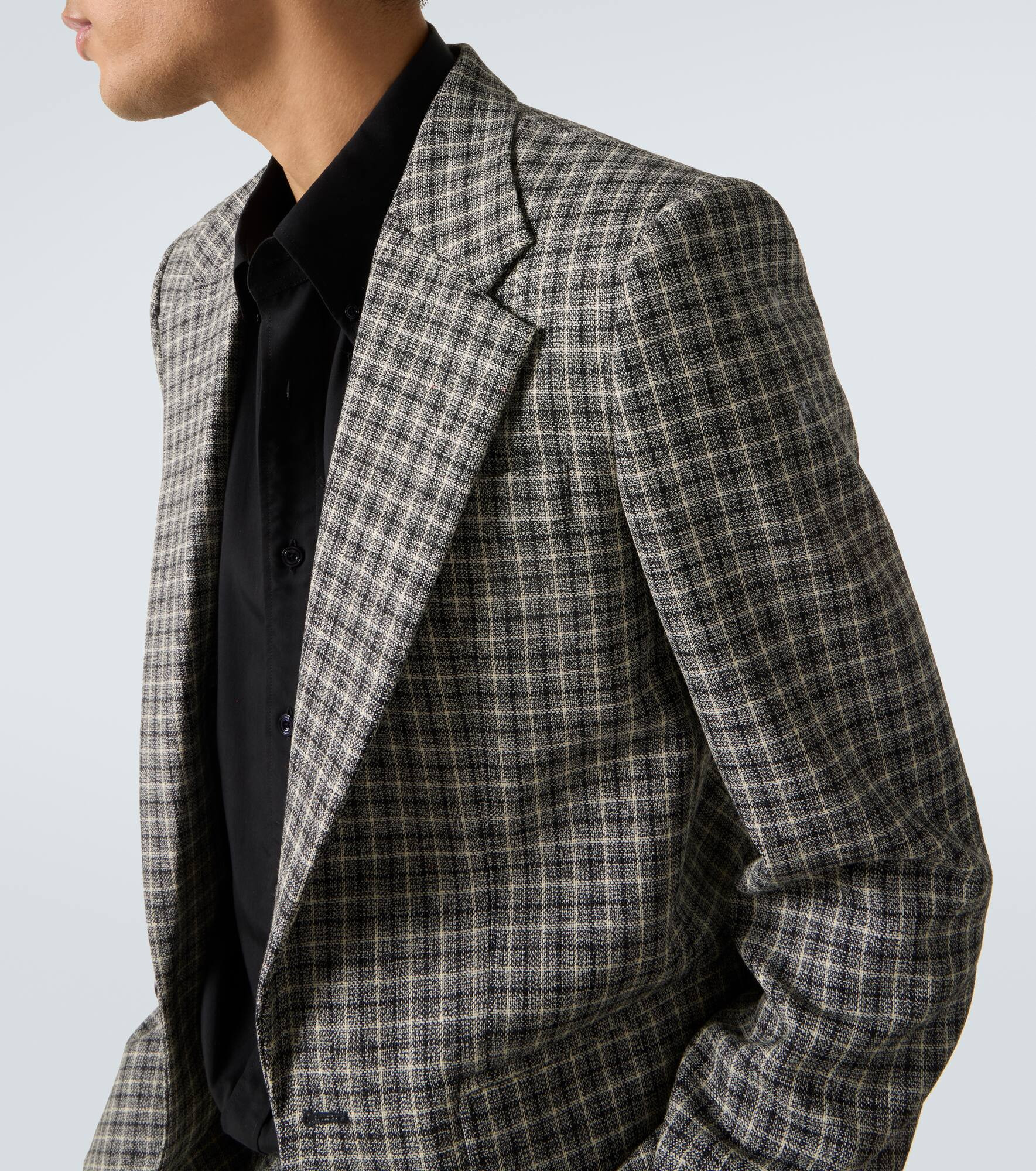 Checked wool suit jacket - 5