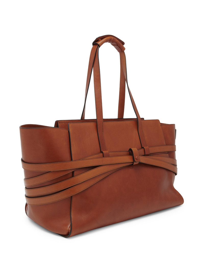 Women's Belted Leather Tote Bag - Hide 5