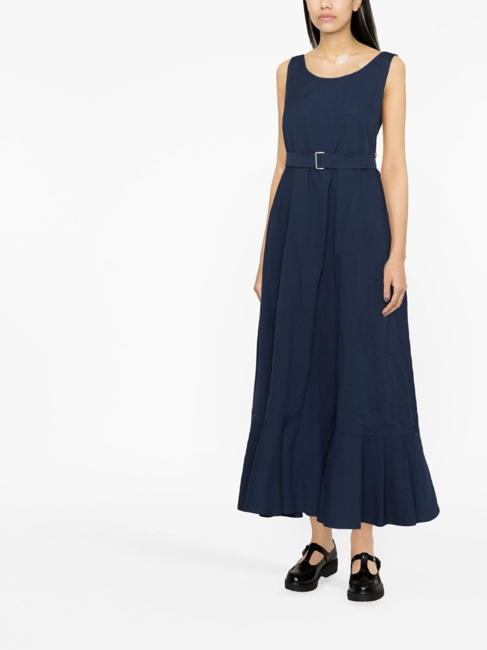 open-back frilled midi dress - 2