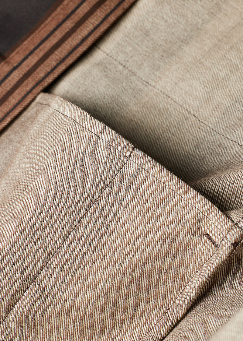 Brown Stripe Cotton Double-Pocket Overshirt 6