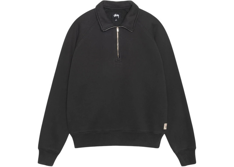 Stussy Relaxed Half Zip Washed Black 1