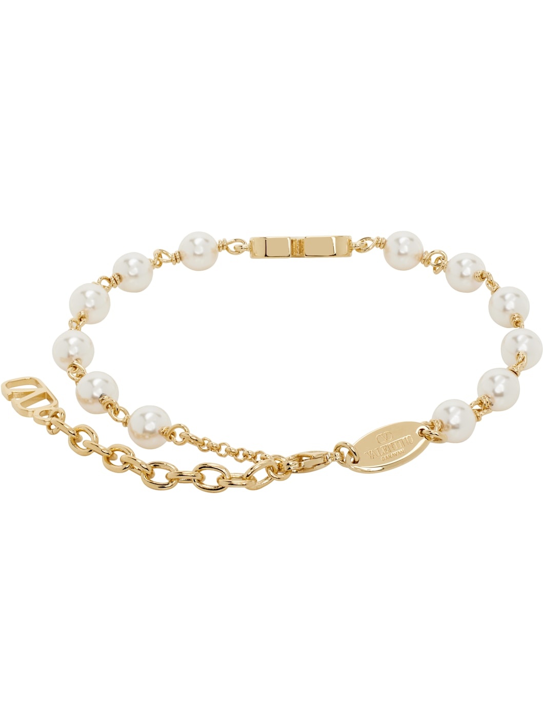 Gold & White VLogo Signature Bracelet - 2