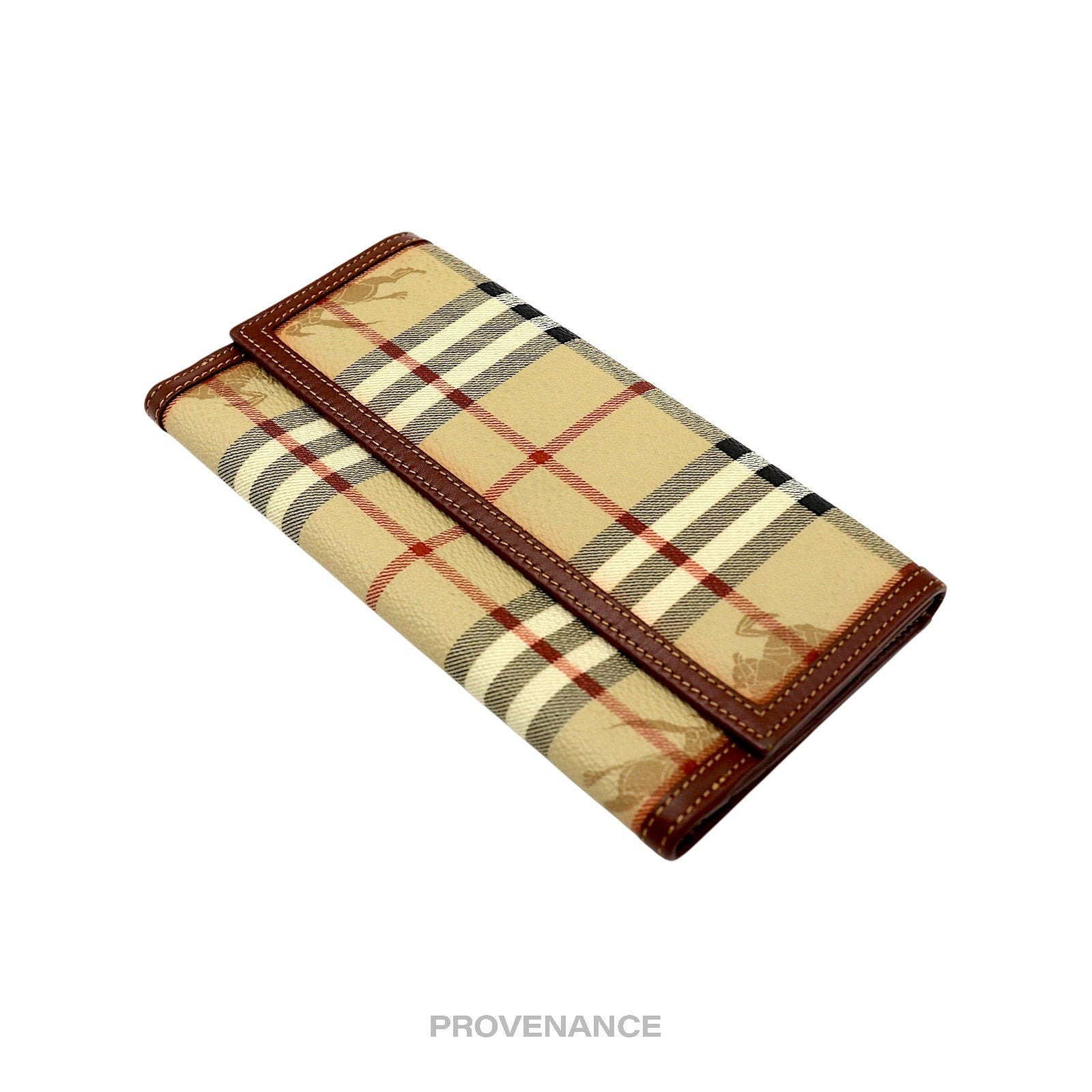 Burberry Long Wallet - Haymarket Check Brown - 3