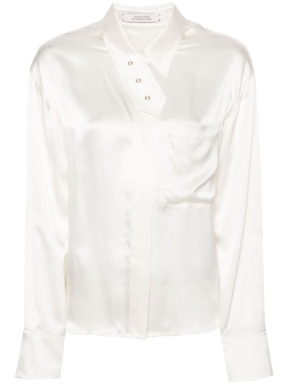 asymmetric placket silk shirt - 1