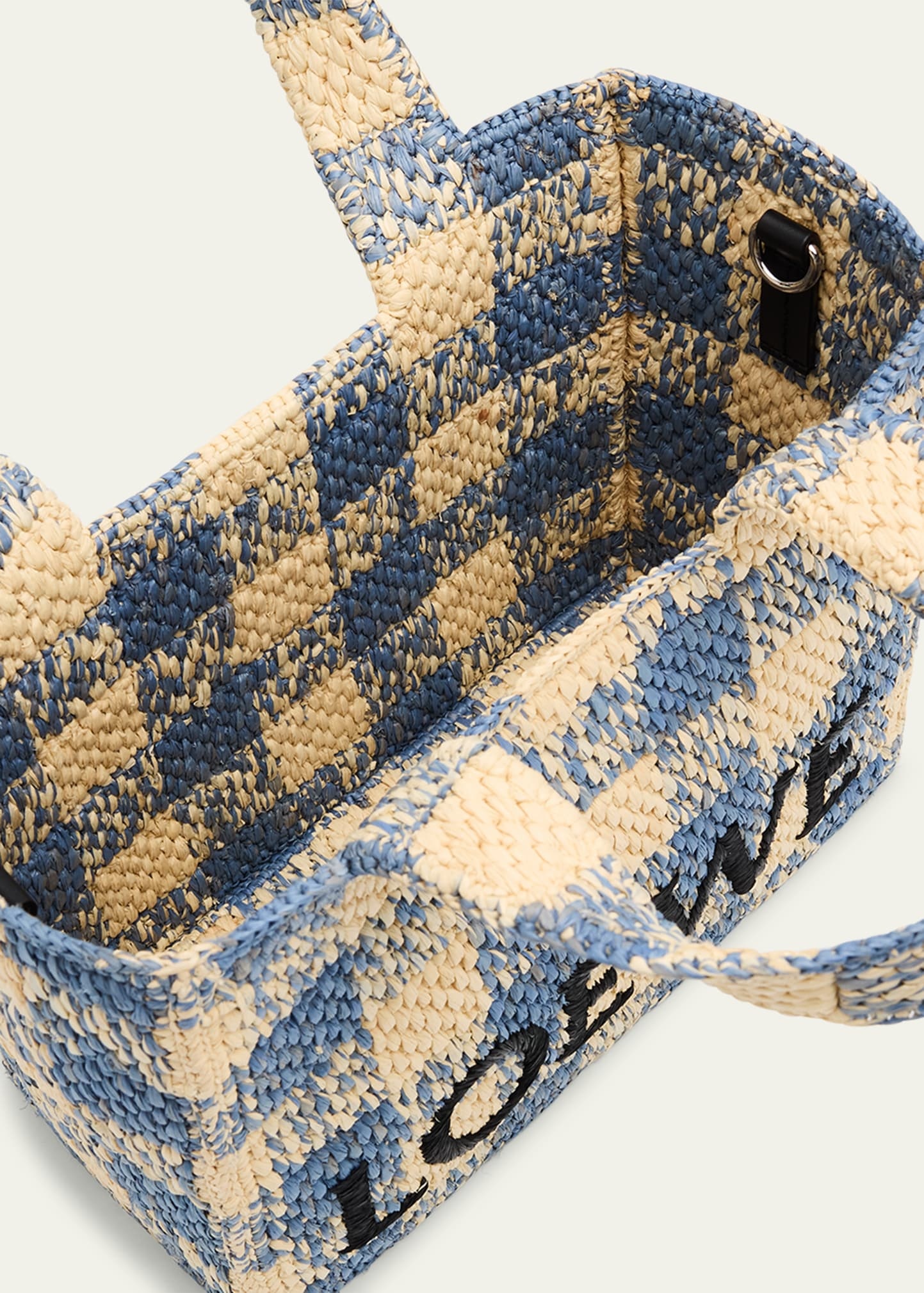 Small Tote Bag in Gingham Raffia - 4