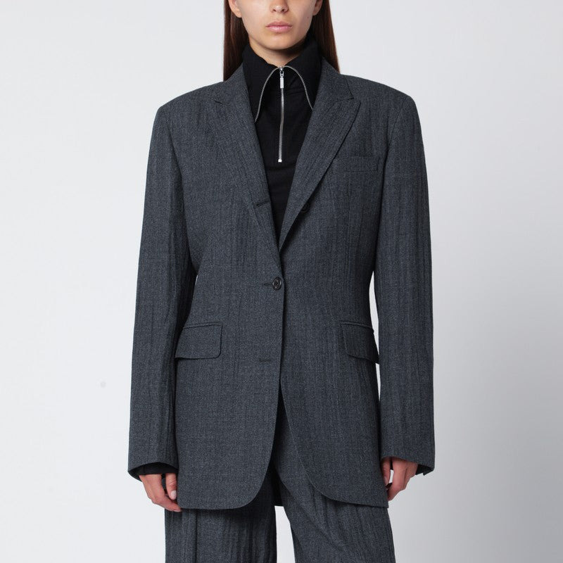 Our Legacy Grey Wool-Blend Single-Breasted Jacket Women - 1