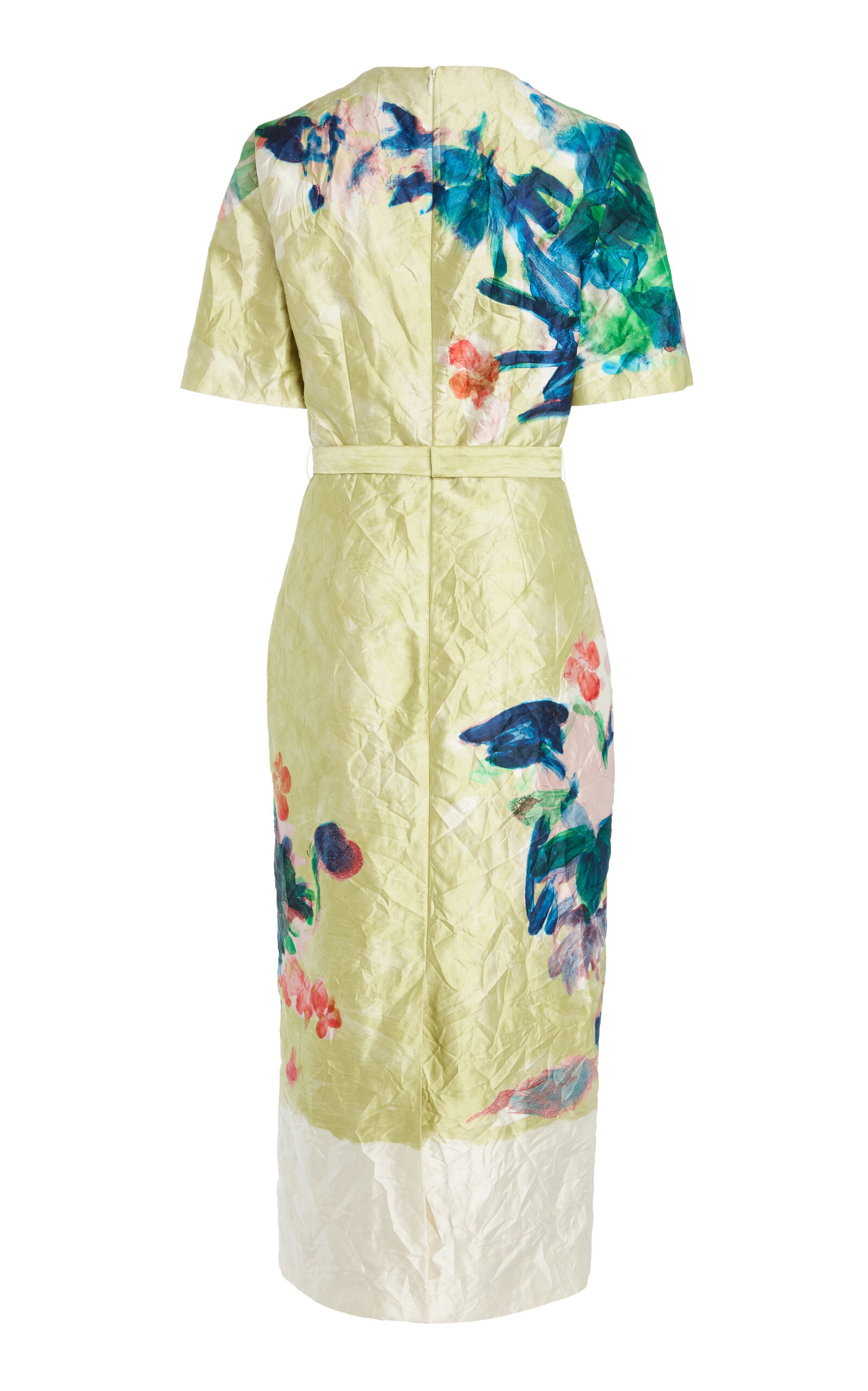 Crinkled Satin Midi Dress yellow - 2