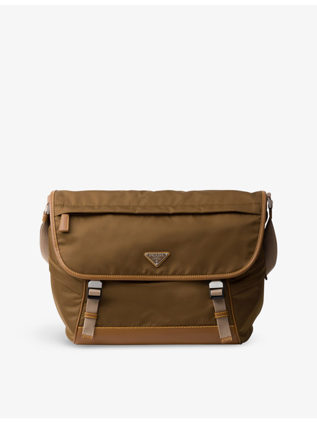 Re-Nylon brand-plaque recycled-nylon and leather shoulder bag - 1