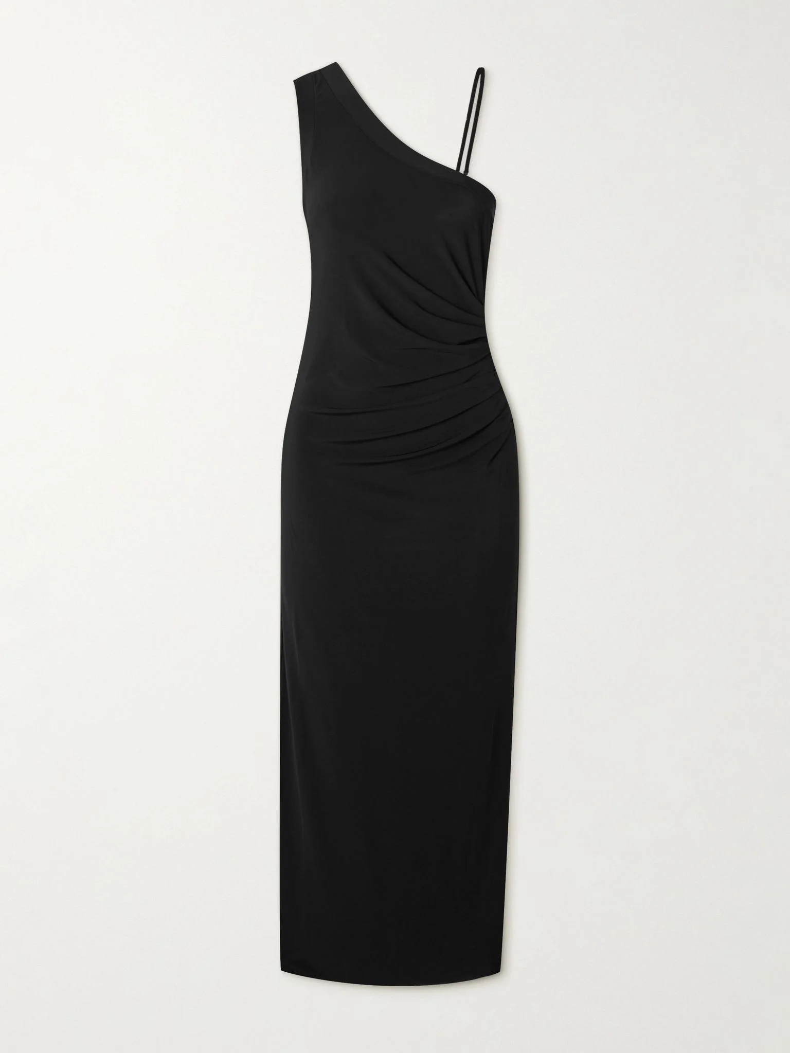 Fiabe one-shoulder ruched stretch-jersey midi dress Black - 1